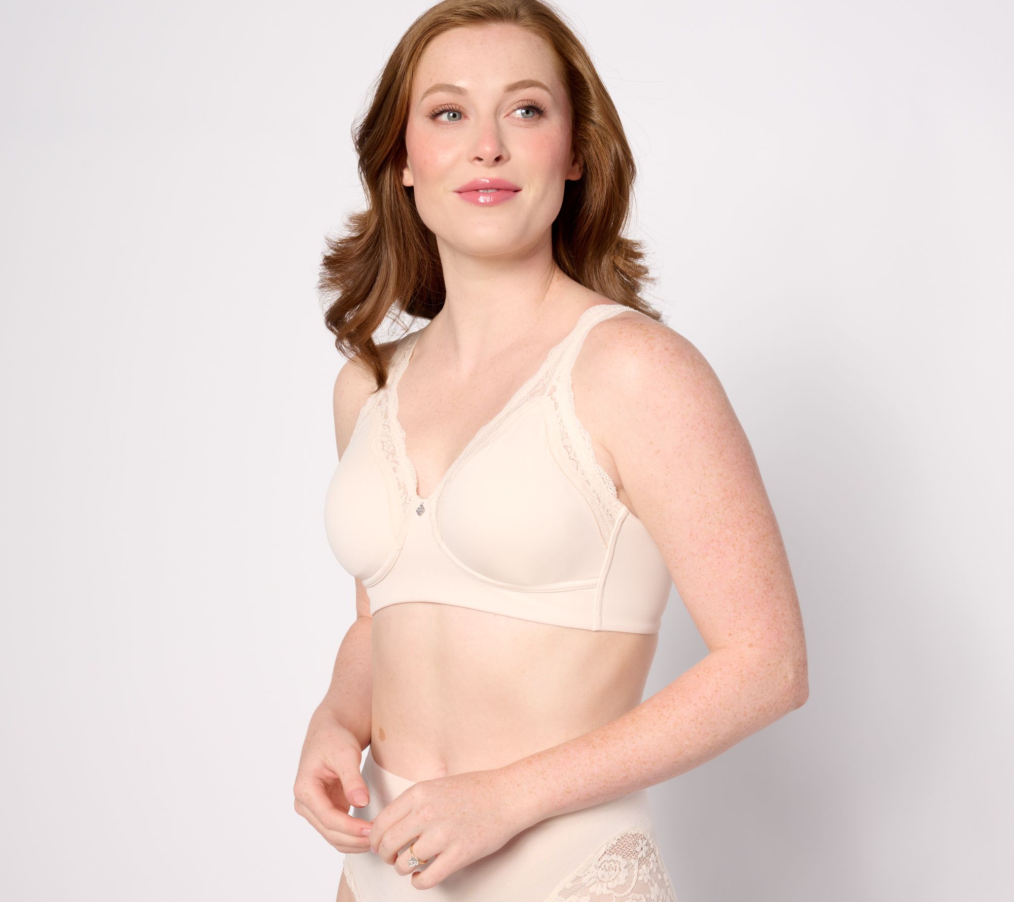 Breezies Lace Trim Unlined Wirefree Support Bra