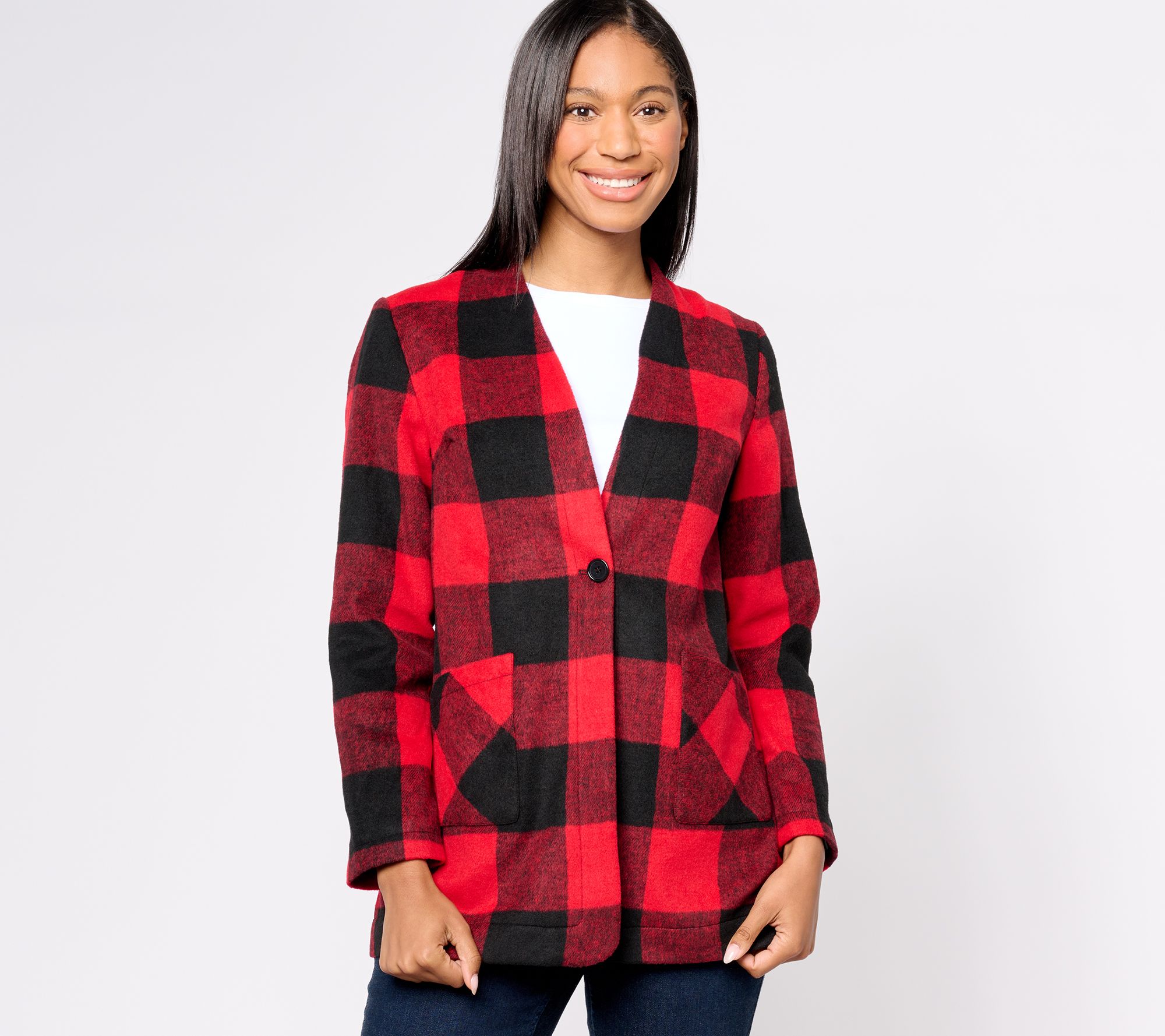 Denim & Co. Single Button Relaxed Long Jacket