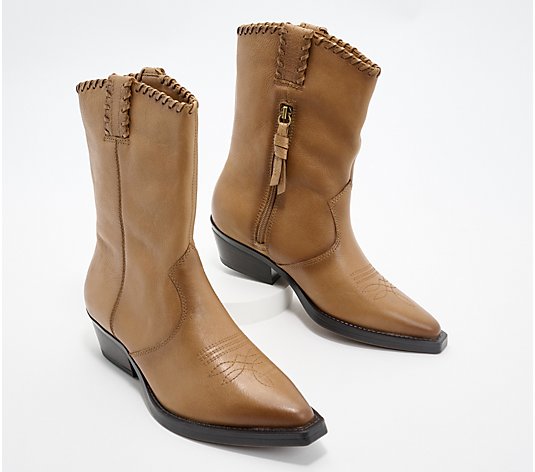 Franco Sarto Leather Western Boots - Lance - QVC.com