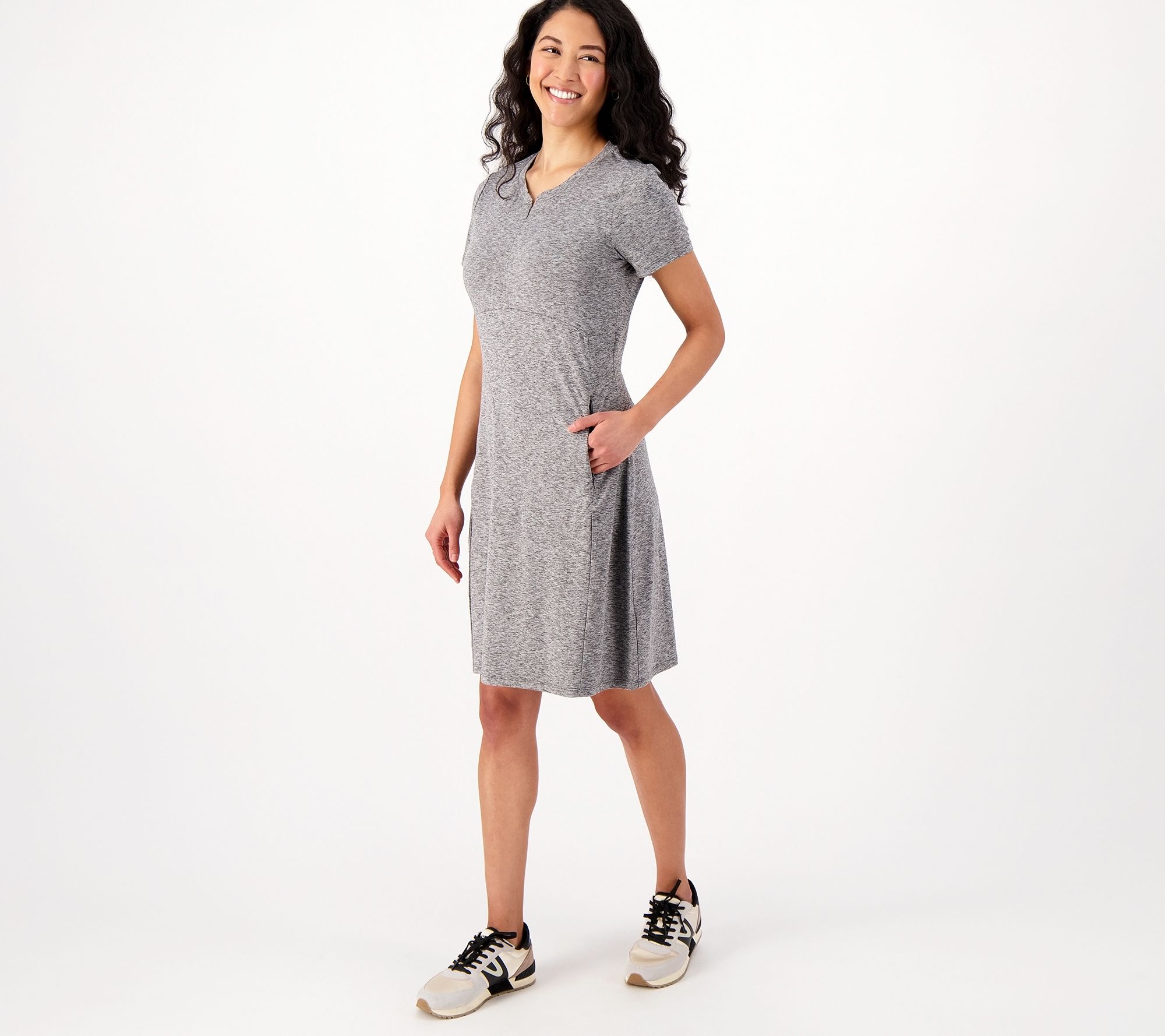 "As Is" zuda Z-Cool Quarter Zip Dress with Zip Side Pockets