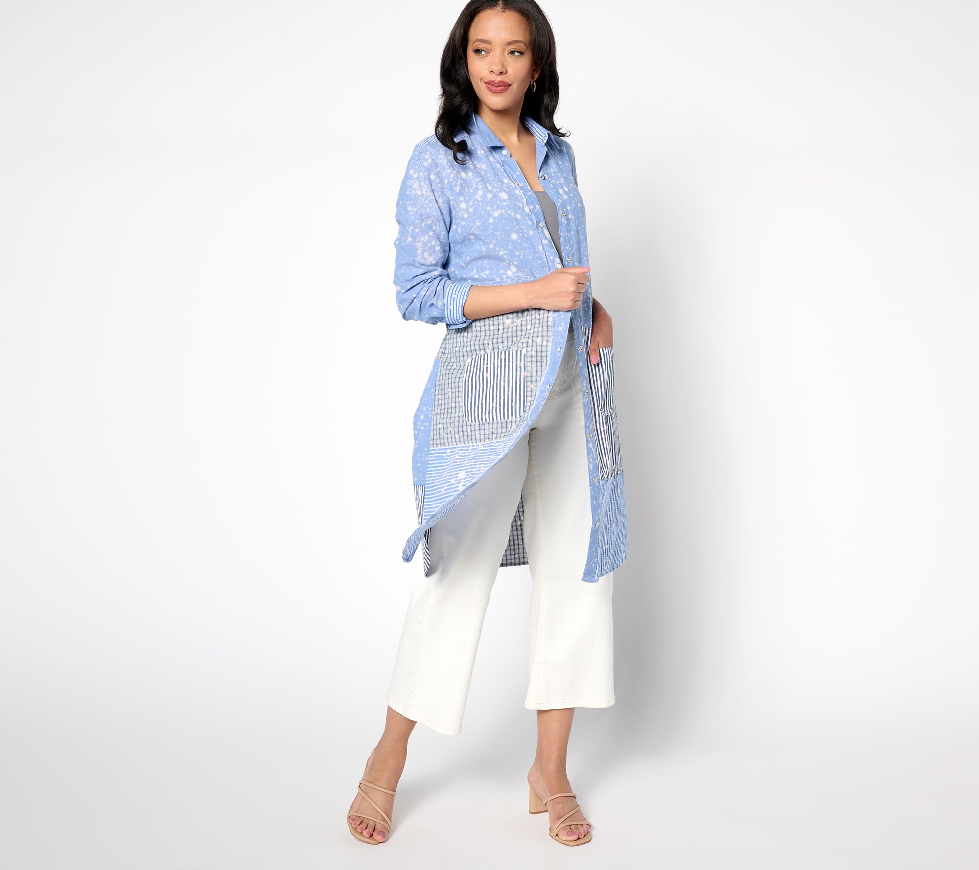 LOGO by Lori Goldstein Special Edition Woven Patchwork Duster 