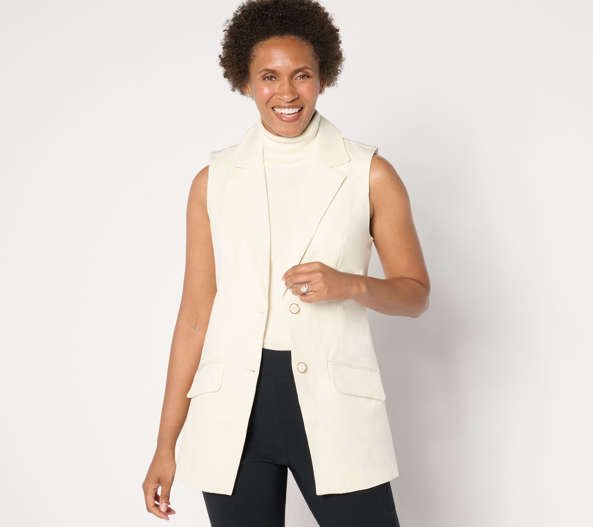 Isaac Mizrahi Live! Petite 24/7 Stretch Blazer Vest w/ Pockets