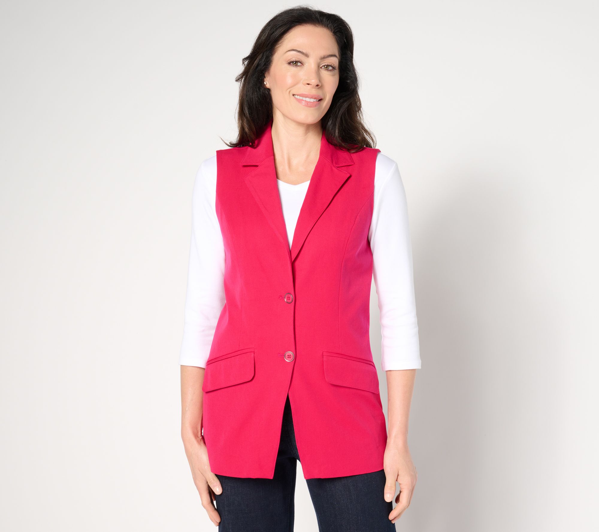 Isaac Mizrahi Live! Petite 24/7 Stretch Blazer Vest w/ Pockets