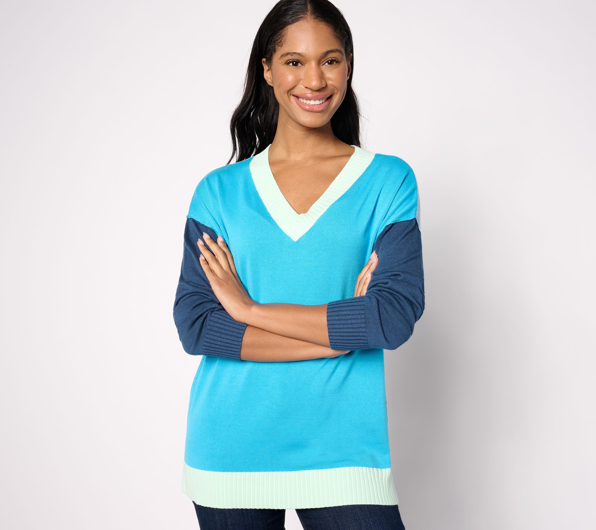 "As Is" Belle by Kim Gravel Pop of Color Color Block Sweater