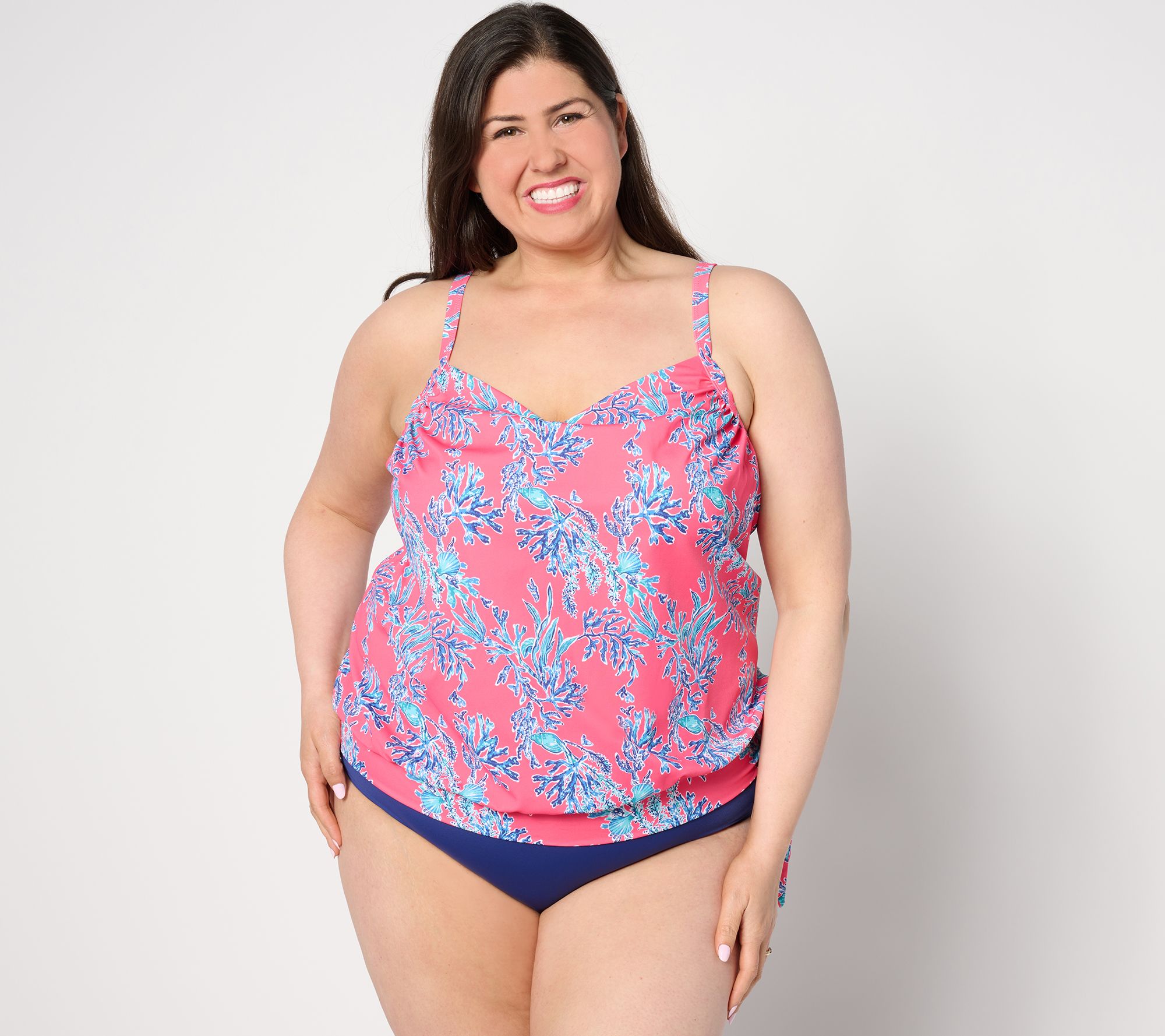 "As Is" Kim Gravel x Swimsuits For All Side Tie V-Neck Tankini