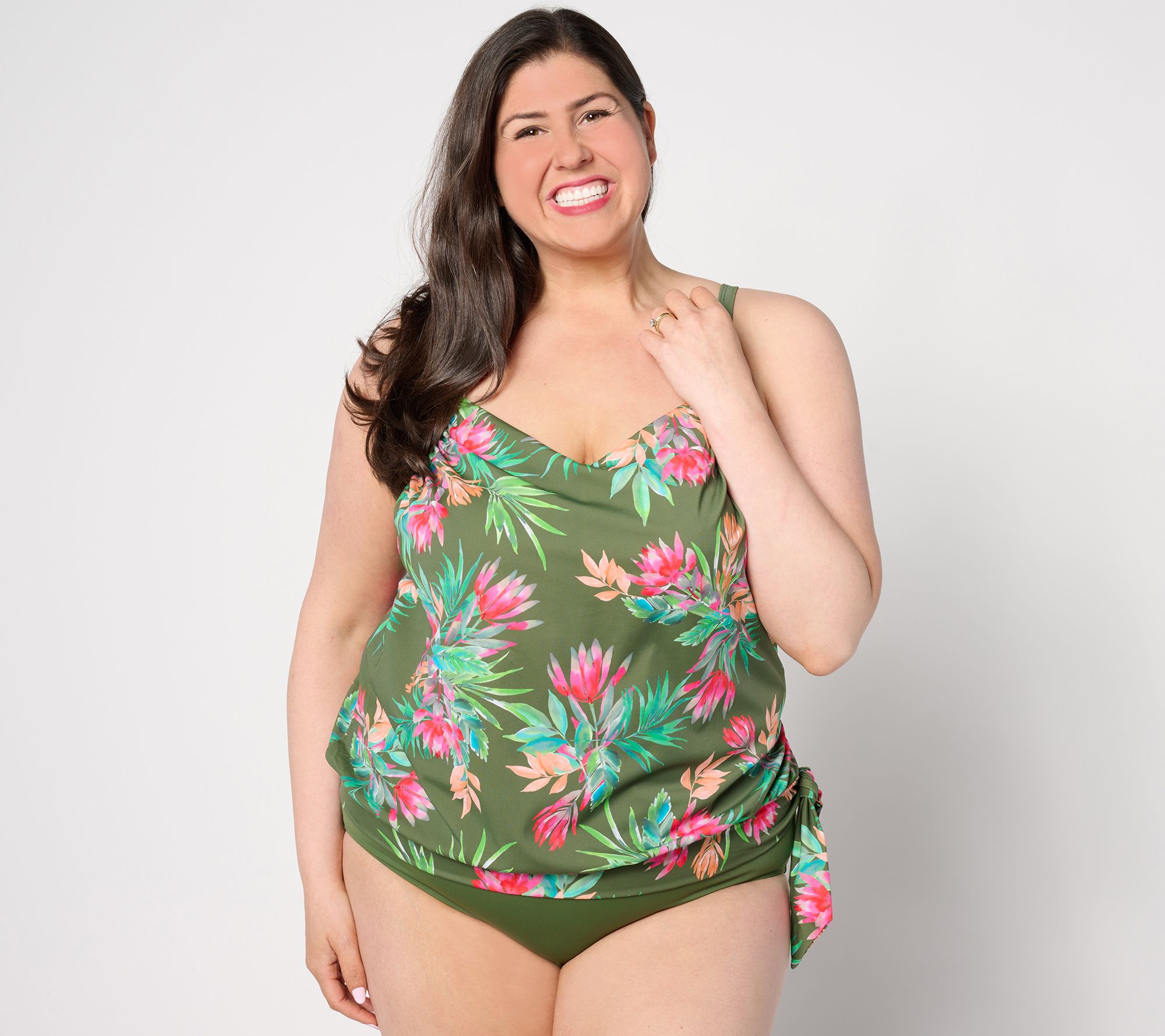 "As Is" Kim Gravel x Swimsuits For All Side Tie V-Neck Tankini