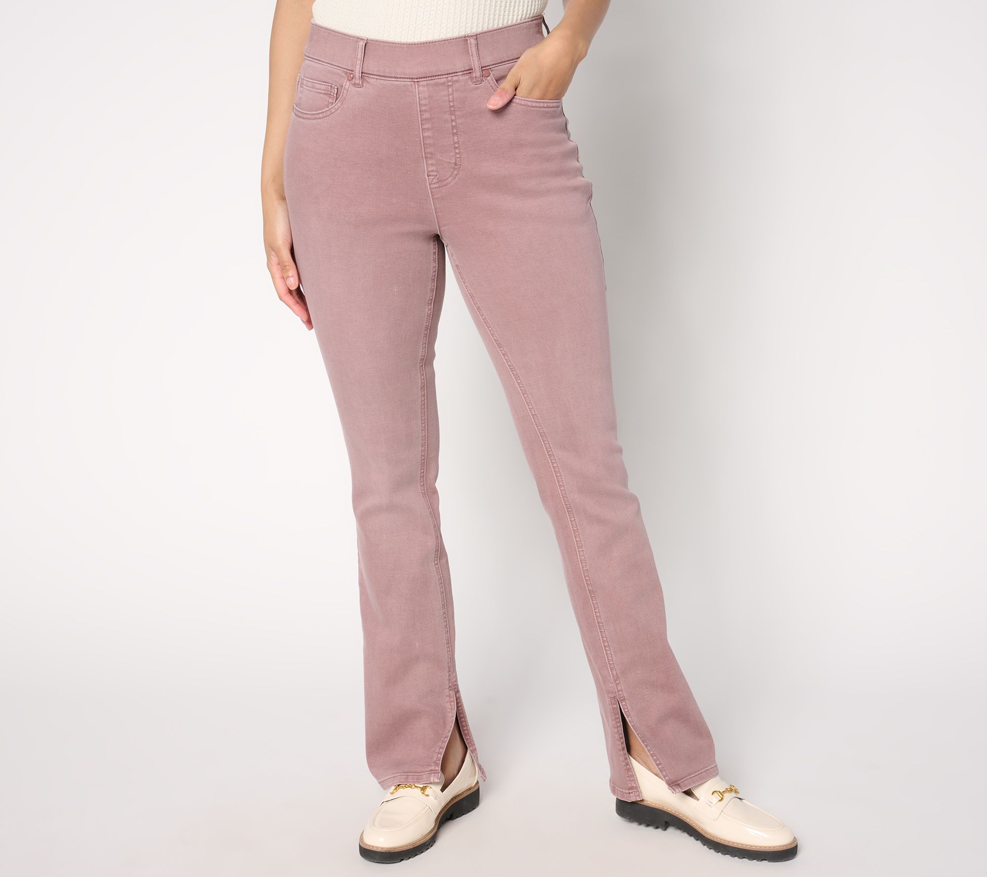 Isaac Mizrahi Live! Tall Colored Denim Slim Bootcut Jeans w/ Slits