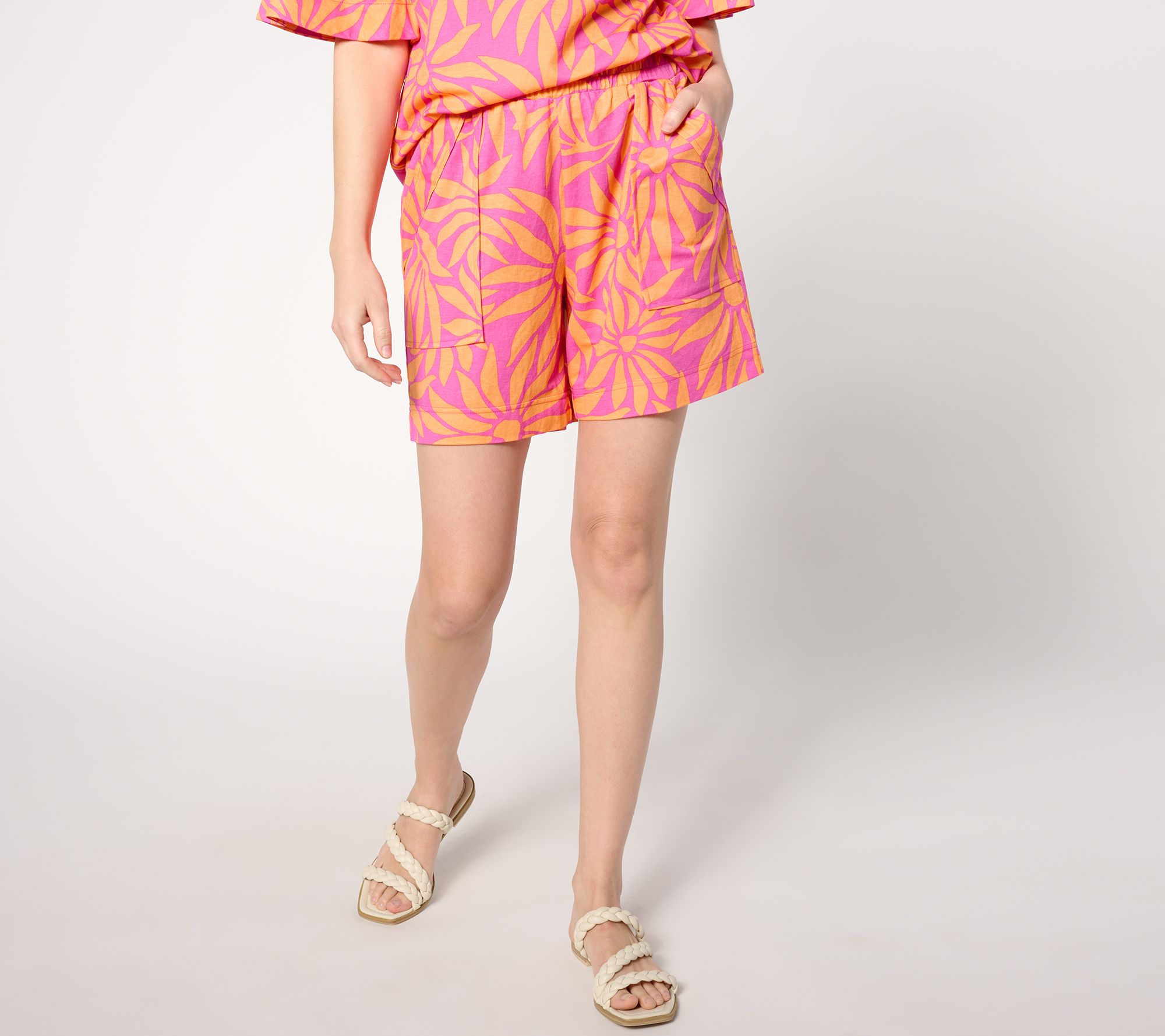 "As Is" Belle Beach by Kim Gravel Cabana Knit Vibrations Cuffed Short