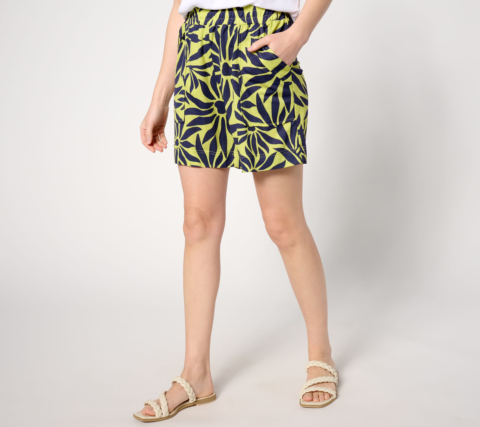 "As Is" Belle Beach by Kim Gravel Cabana Knit Vibrations Cuffed Short