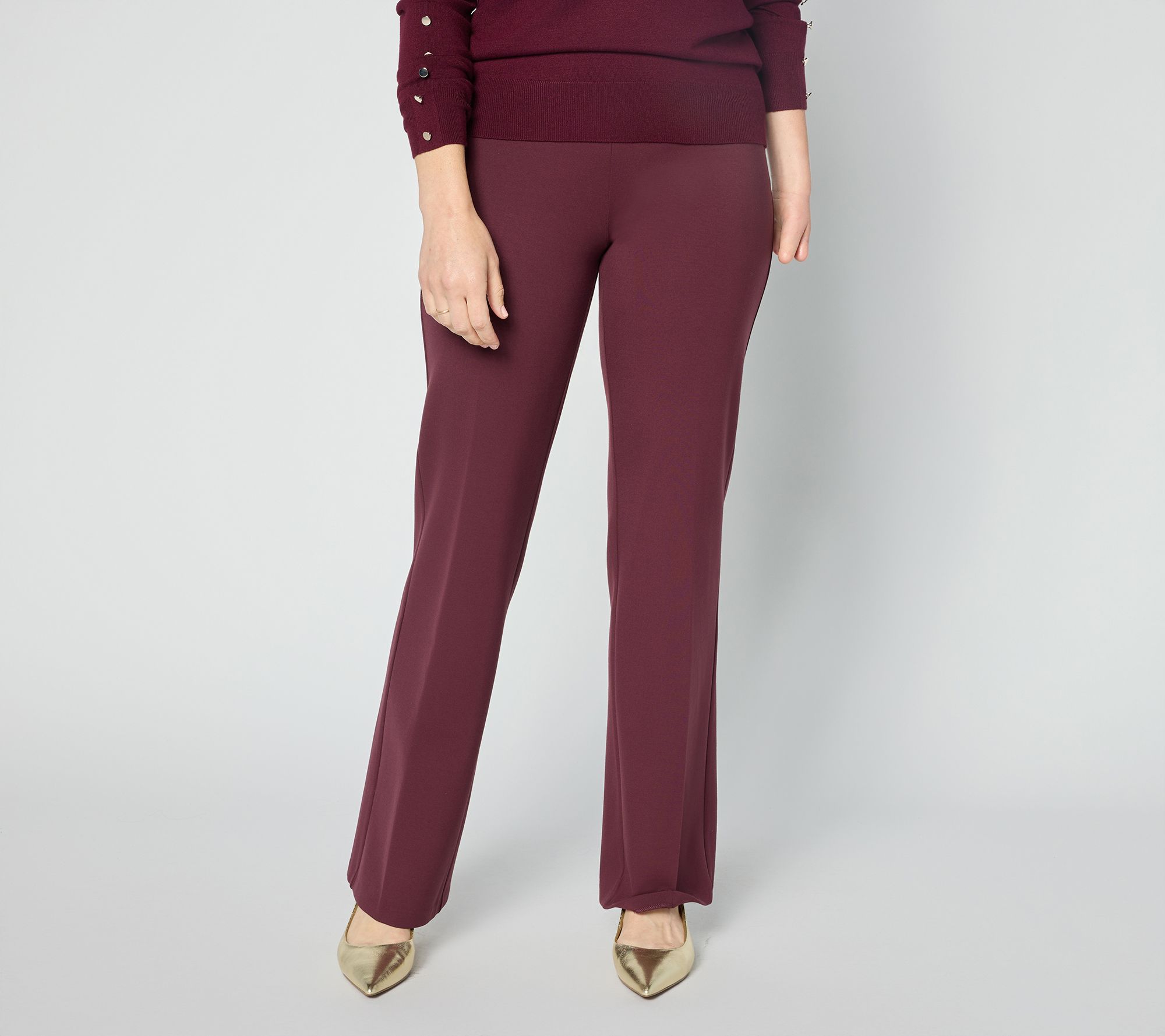 Dennis Basso Regular Ponte Knit Boot Cut Pants