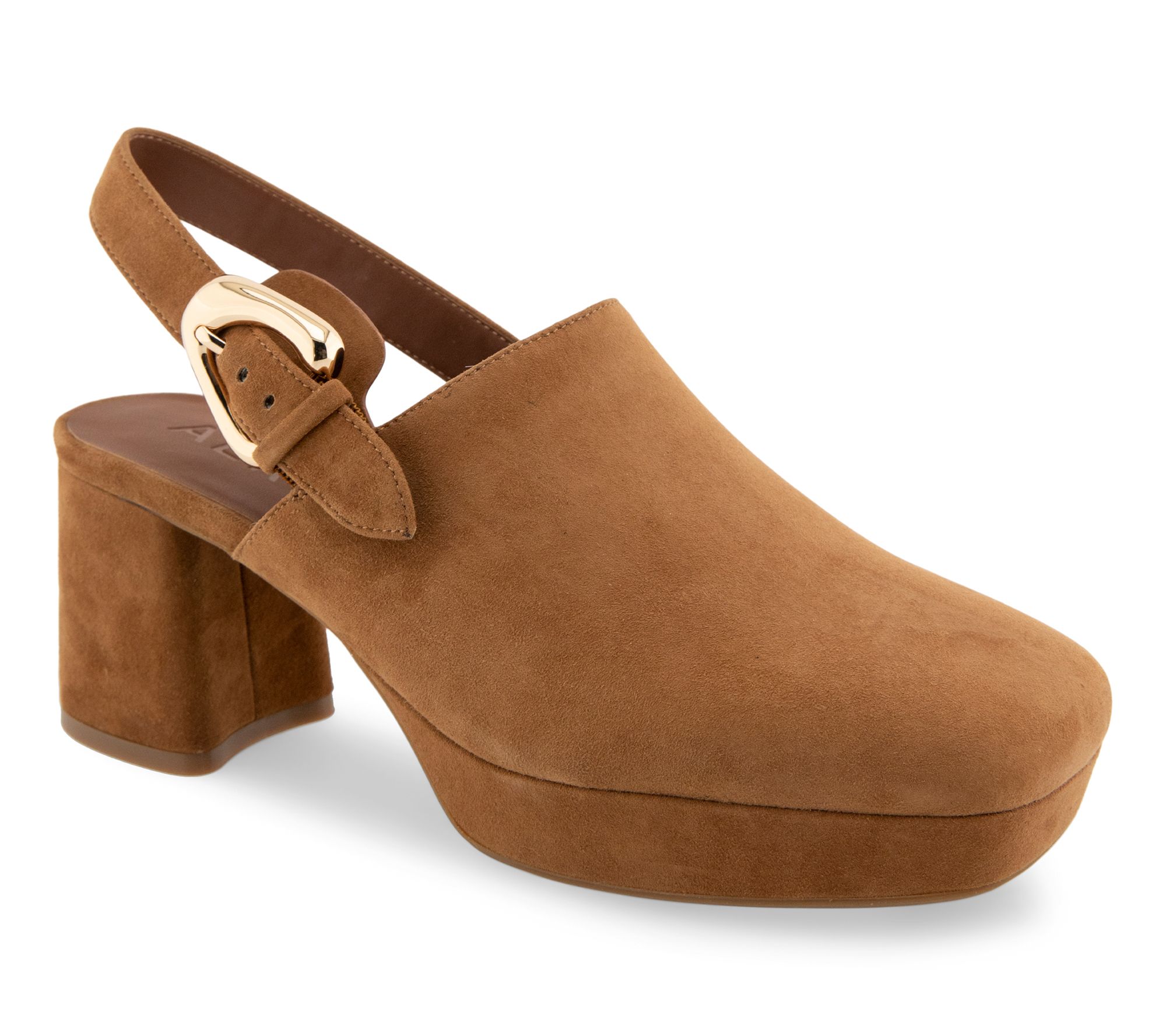 Aerosoles Slingback Leather/Suede Block Heel Mule - Sumari