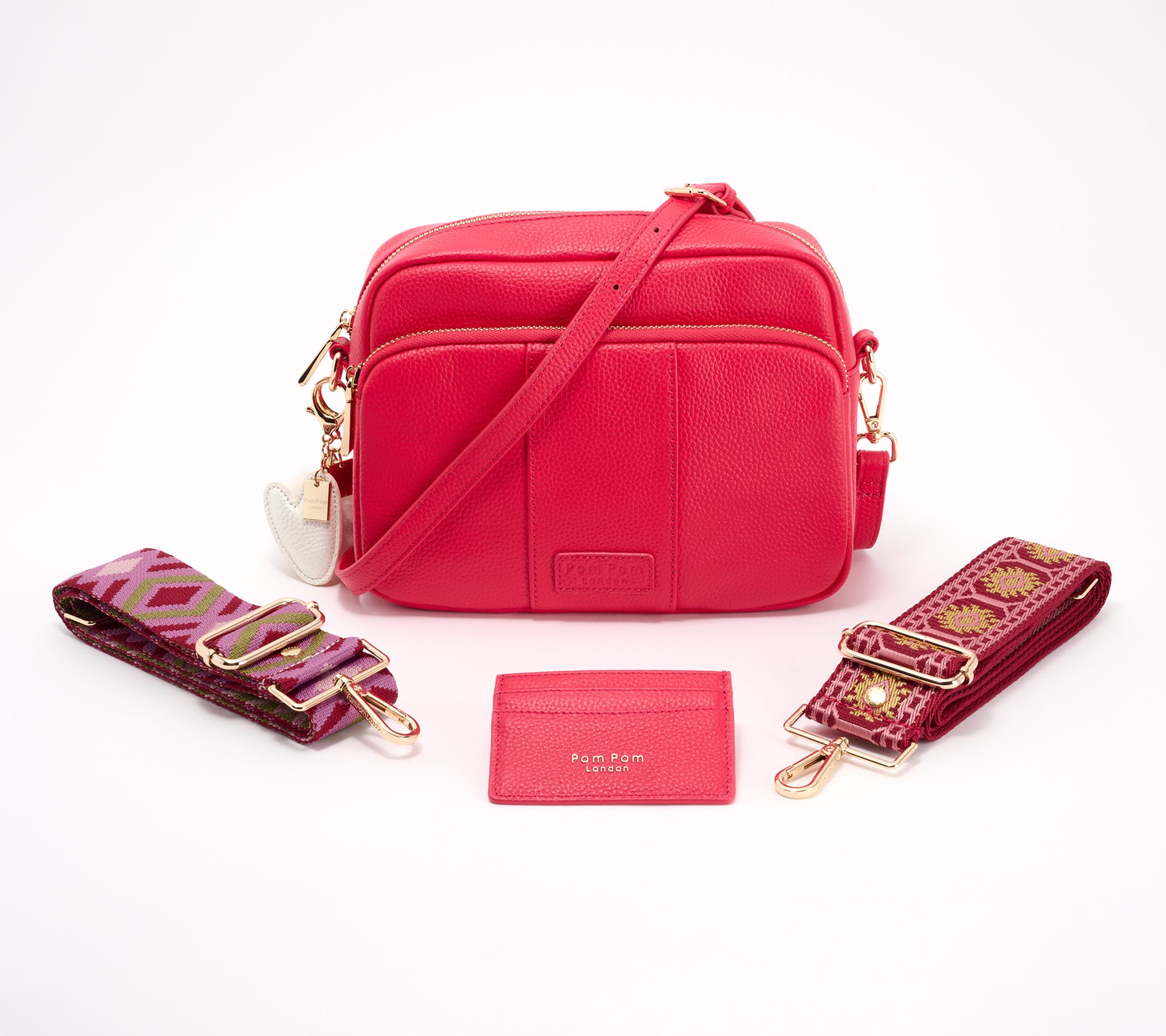 Pom Pom London Original Plus Leather Crossbody Bag w/ Accessories