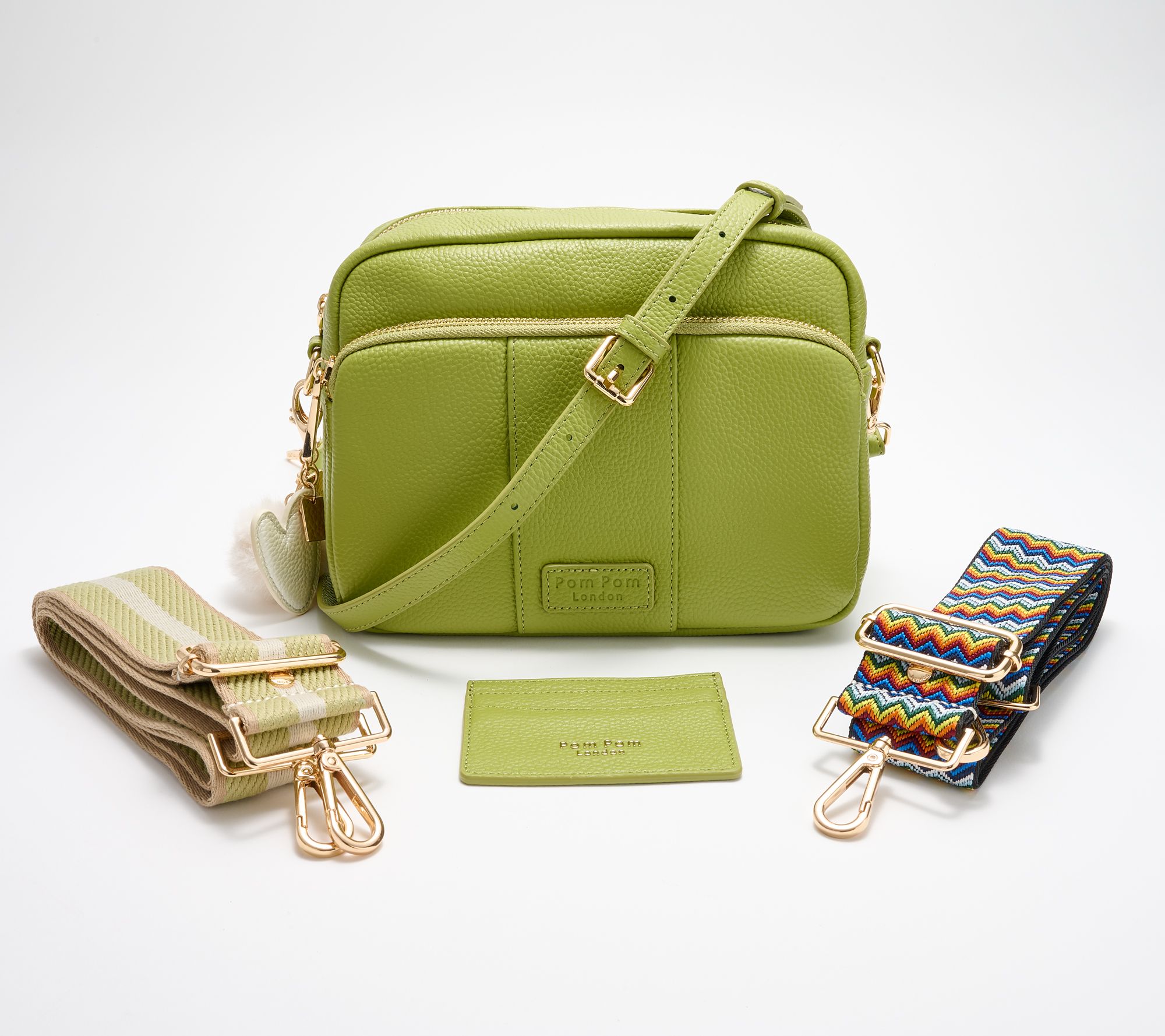 Pom Pom London Original Plus Leather Crossbody Bag w/ Accessories