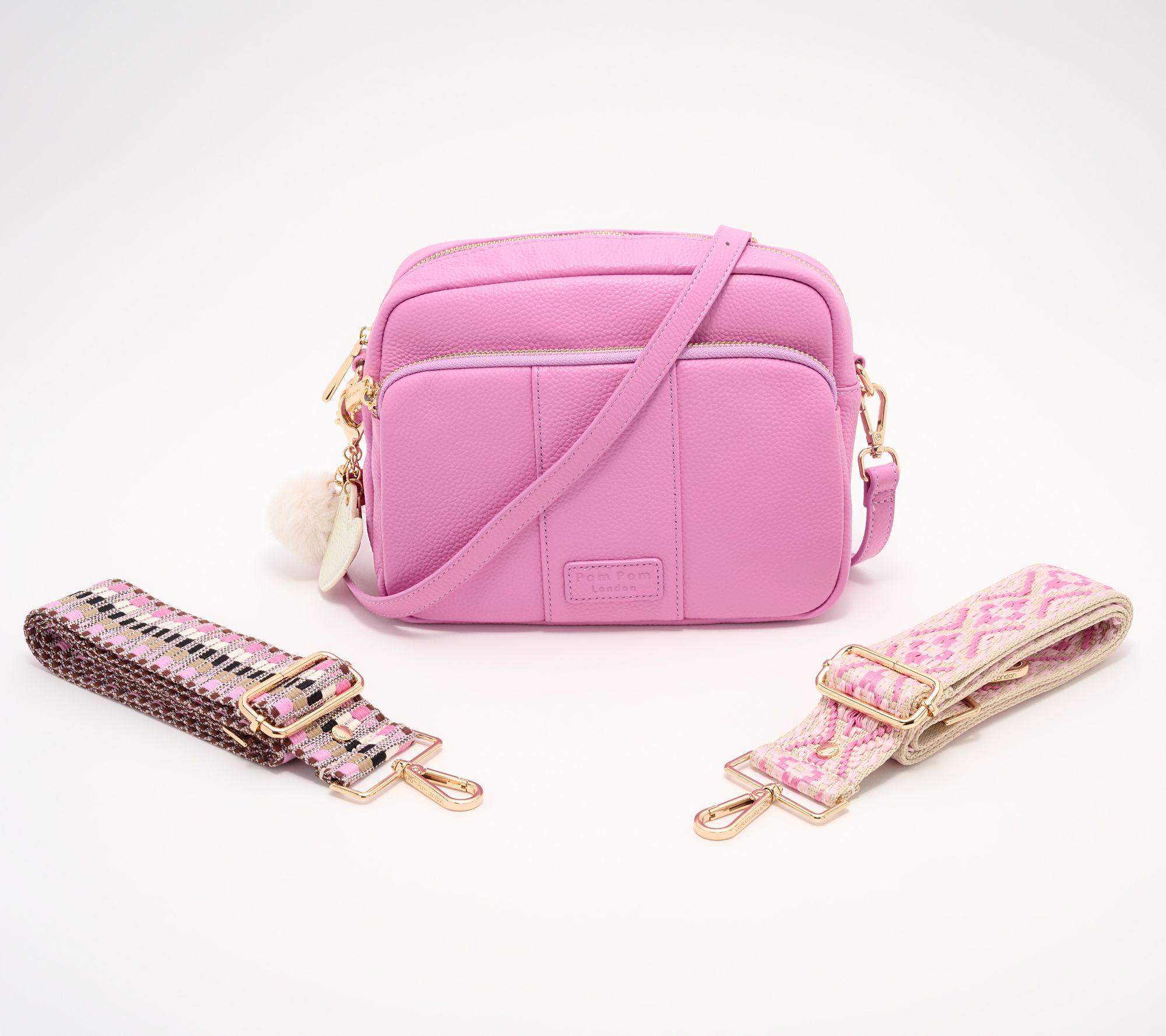 Pom Pom London Original Plus Leather Crossbody Bag w/ Accessories