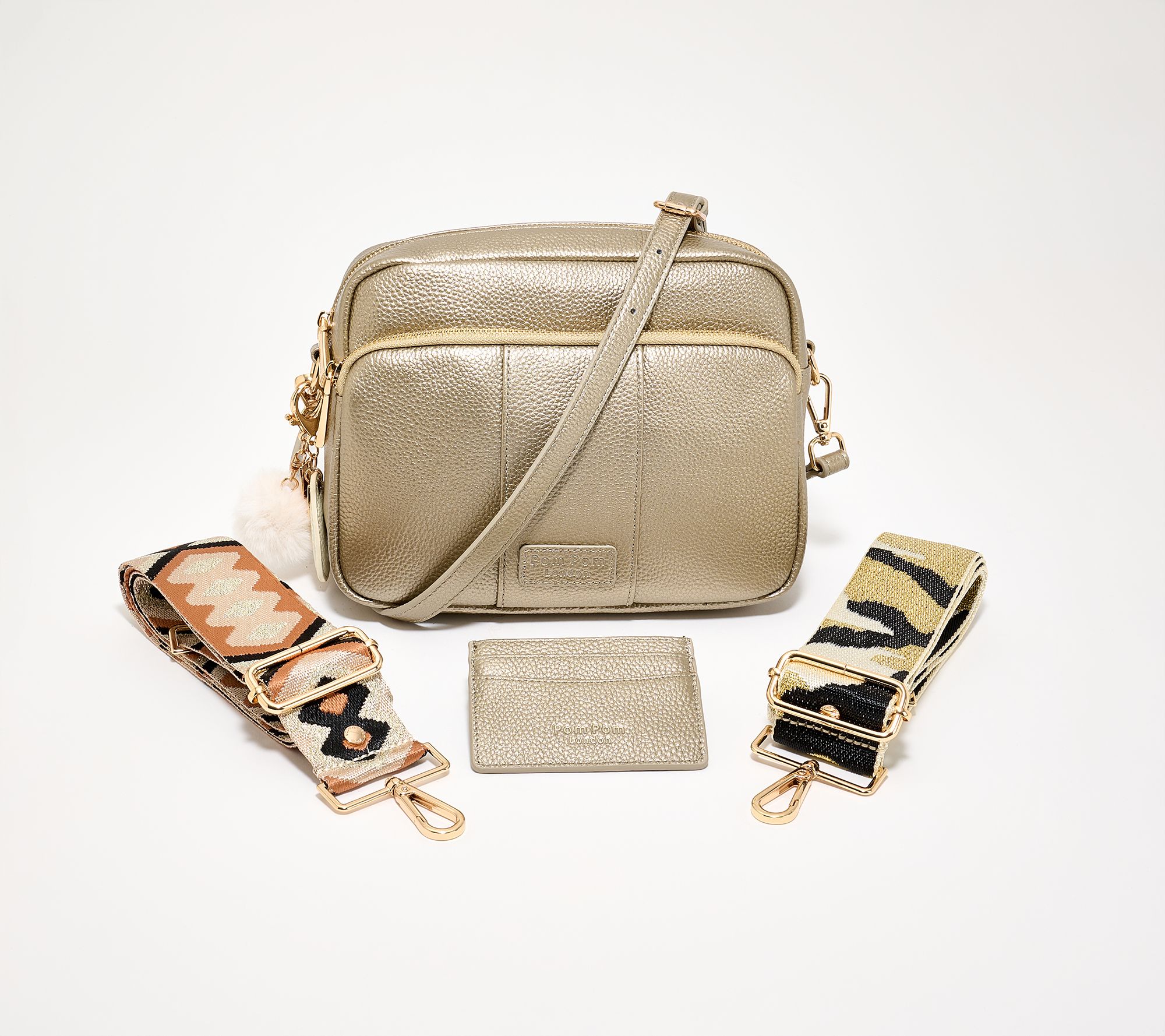 Pom Pom London Original Plus Leather Crossbody Bag w/ Accessories