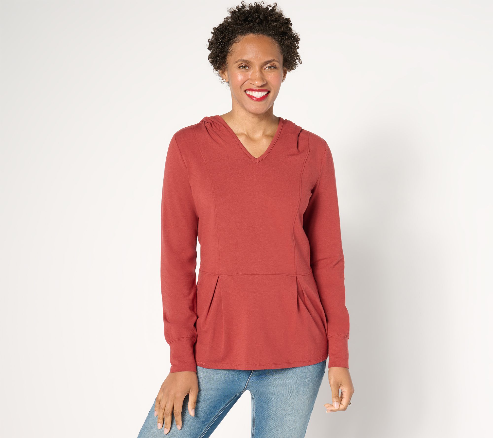 "As Is" Belle by Kim Gravel TripleLuxe Knit Fit & Flare Hooded Top