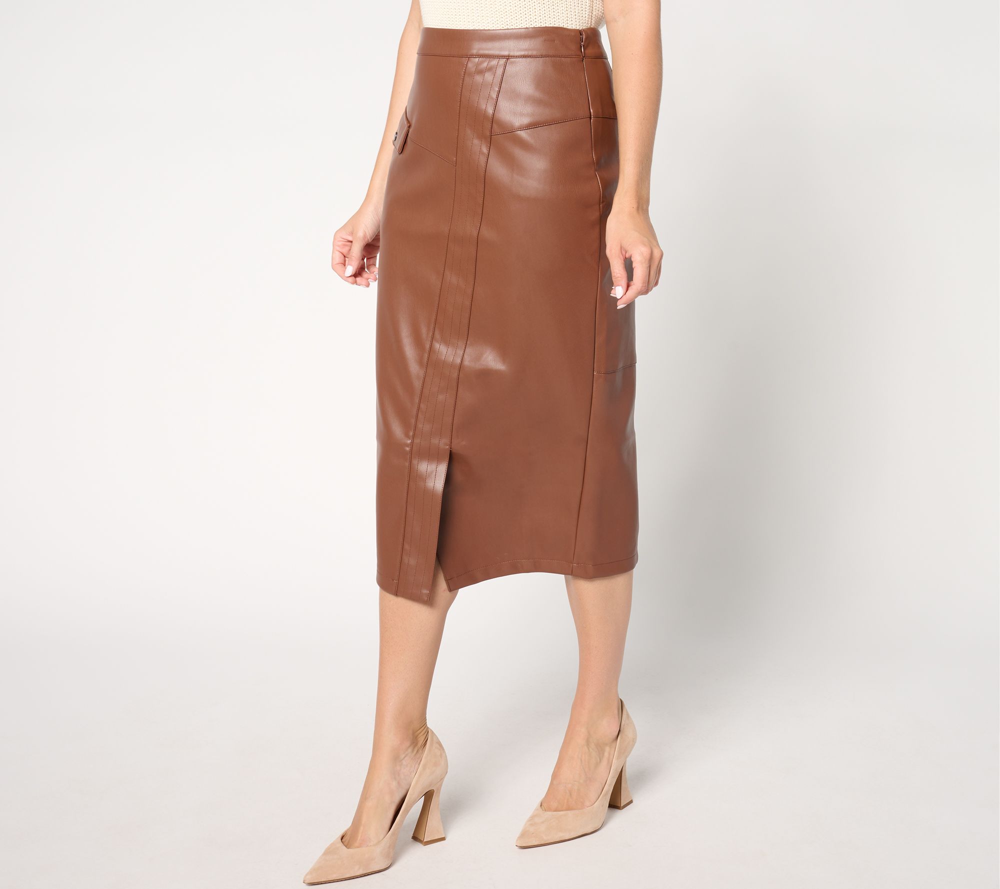 "As Is" Studio Park x Shawn Killinger Reg Fixed Faux Leather Skirt