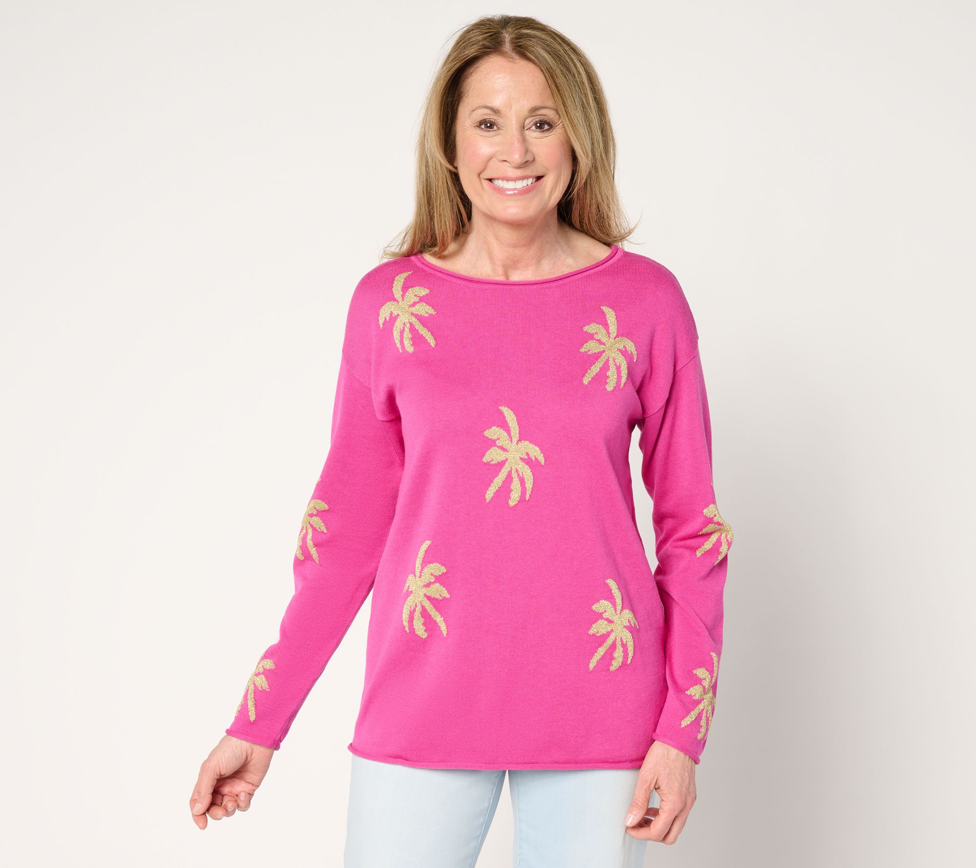  Belle by Kim Gravel Golden Palms Sweater