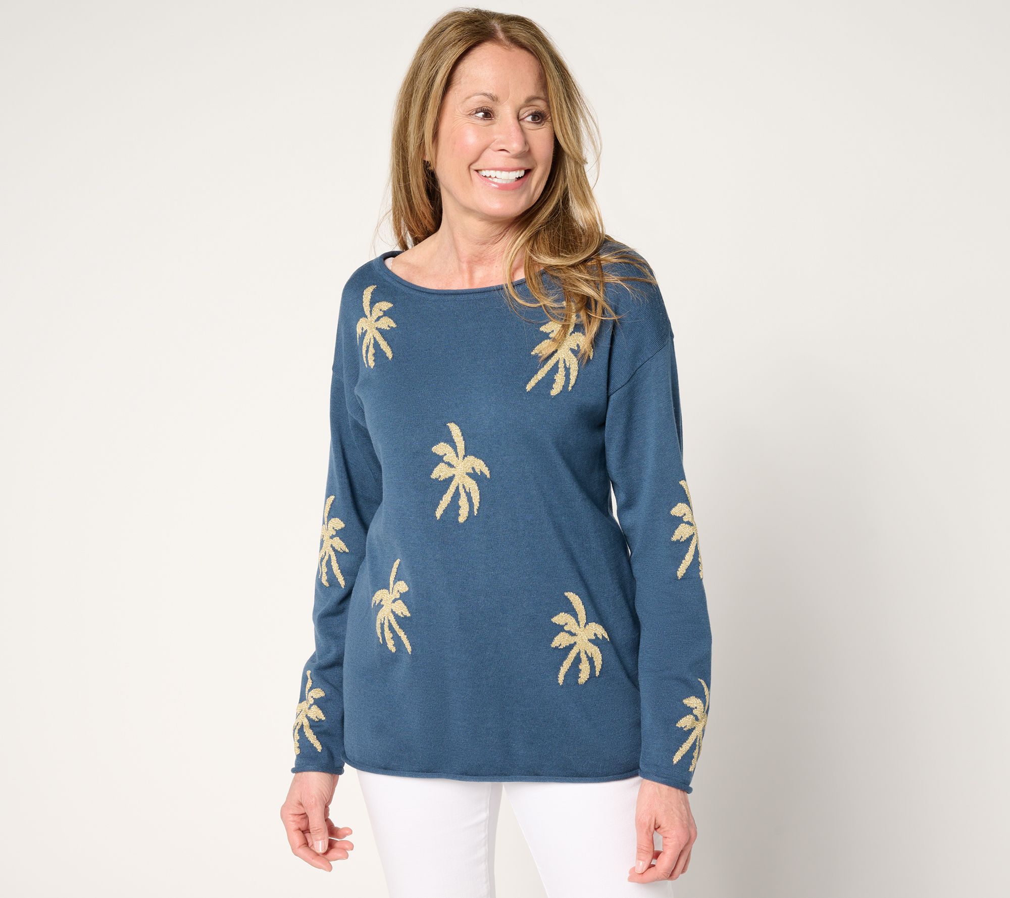 Belle by Kim Gravel Golden Palms Sweater