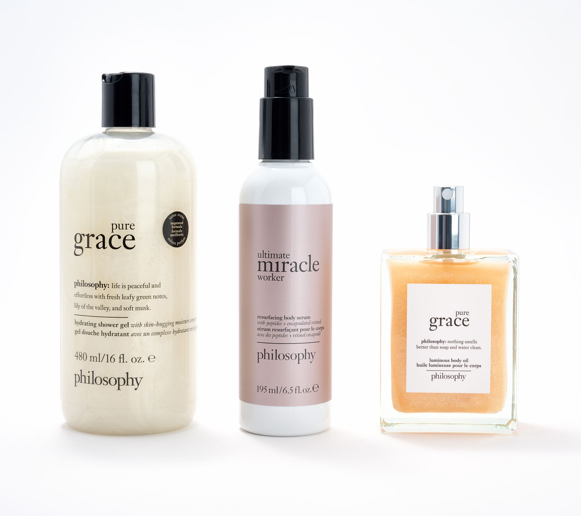 philosophy grace and love cleanse, firm & luminous 3pc collection