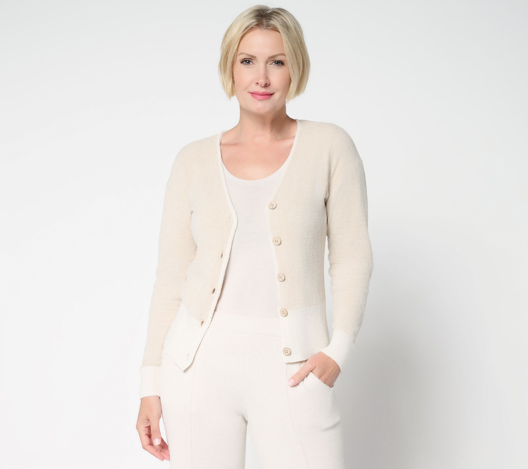 Barefoot Dreams CozyChic Ultra Lite Color Block Button Front Cardigan