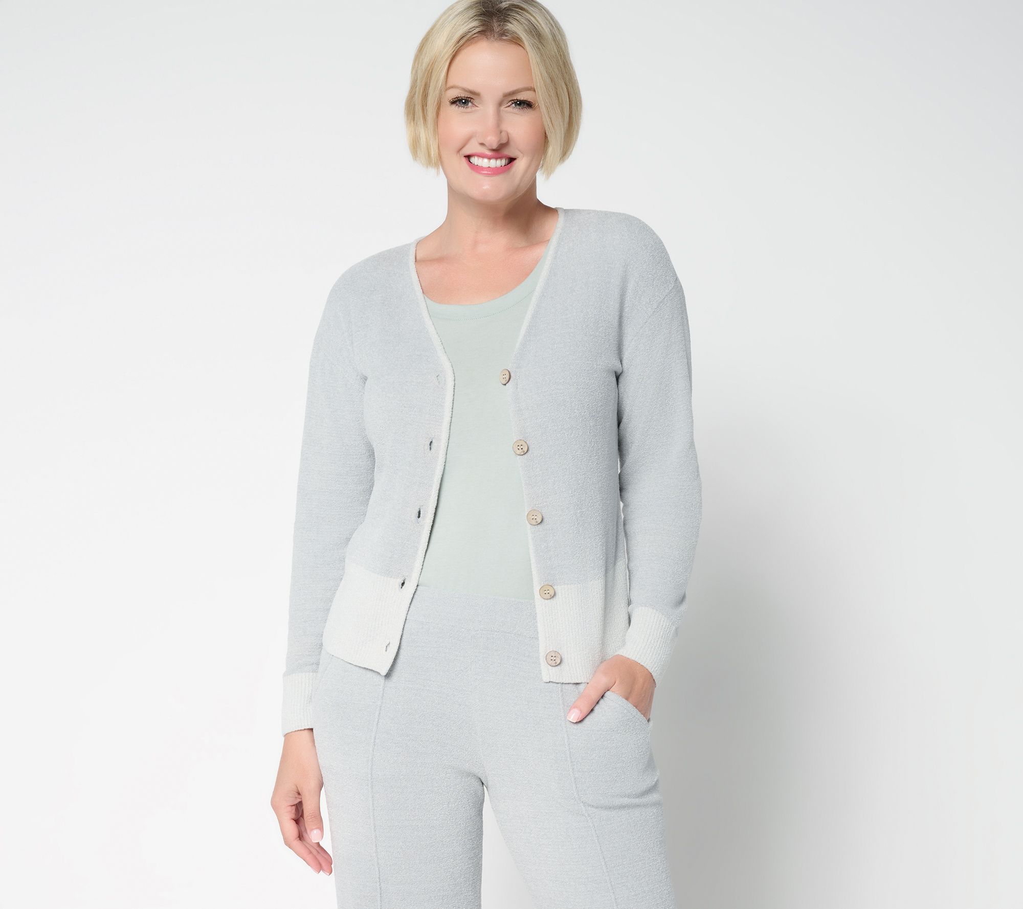 Barefoot Dreams CozyChic Ultra Lite Color Block Button Front Cardigan