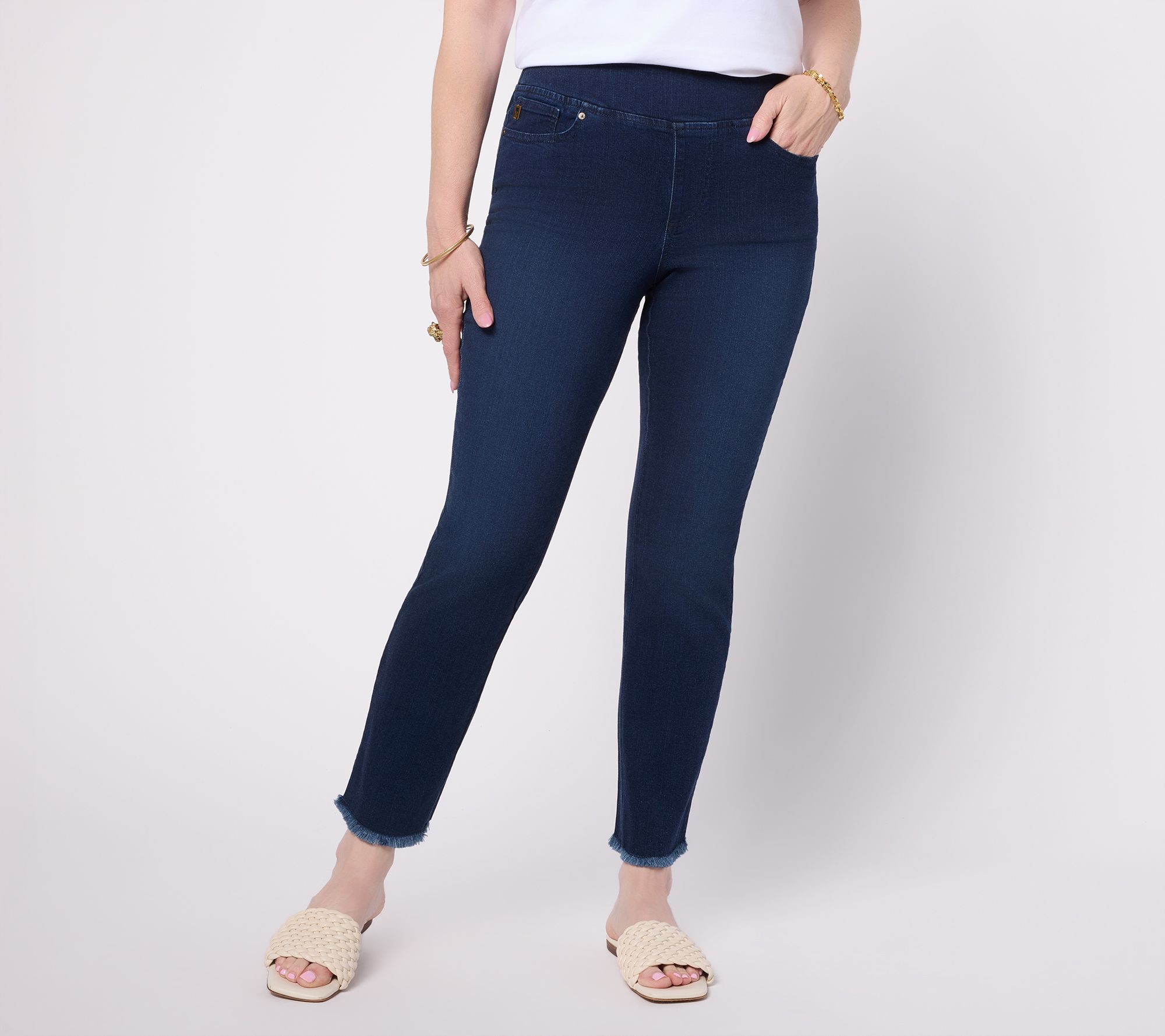 Belle by Kim Gravel Regular TripleLuxe Denim Frayed Edge Ankle Jean