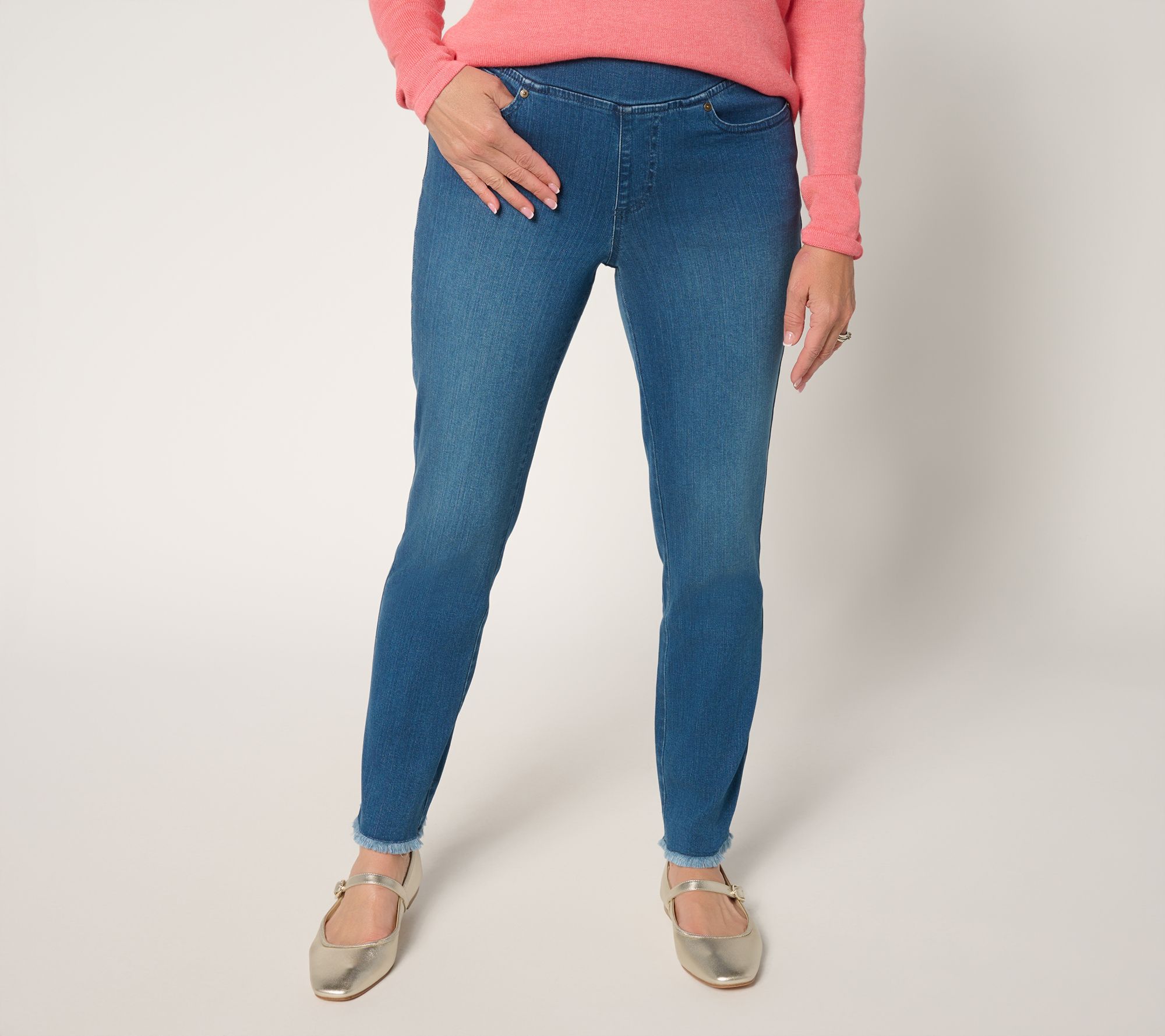 Belle by Kim Gravel Regular TripleLuxe Denim Frayed Edge Ankle Jean