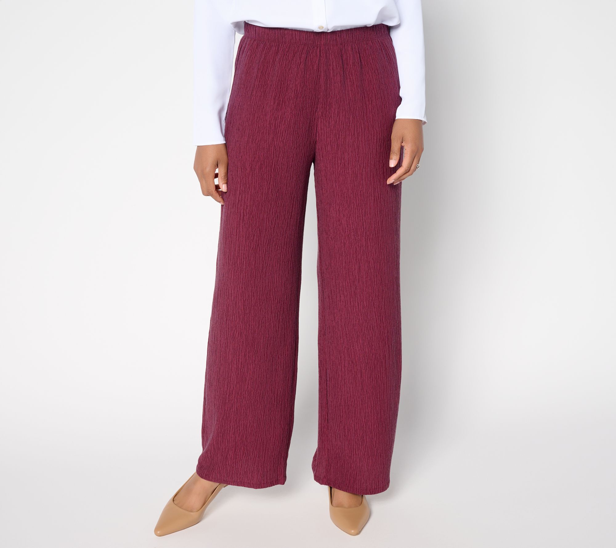 Susan Graver Regular Textured Woven Wide Leg Pull-On Pant