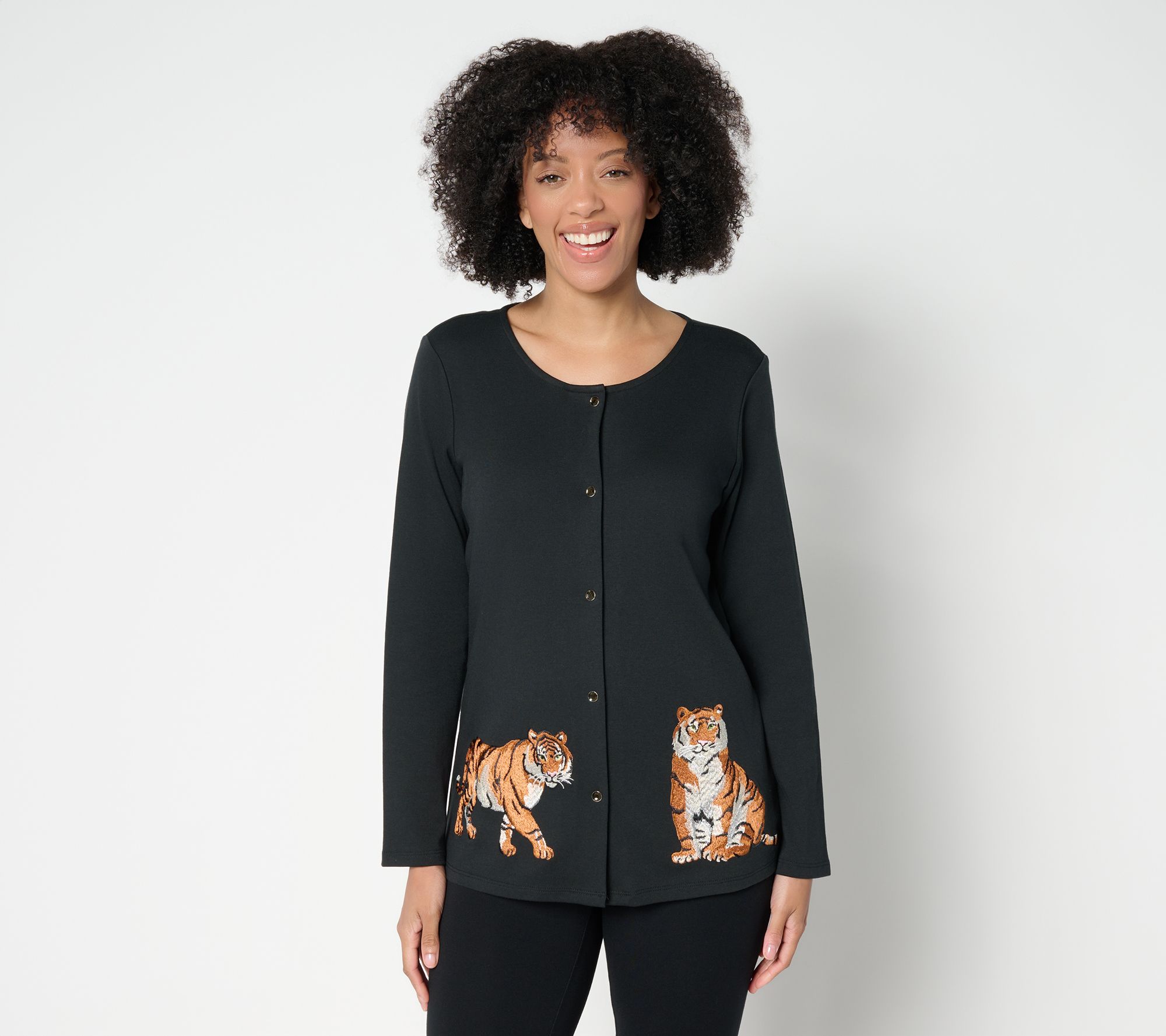 Quacker Factory On the Prowl Snap-Front Cardigan