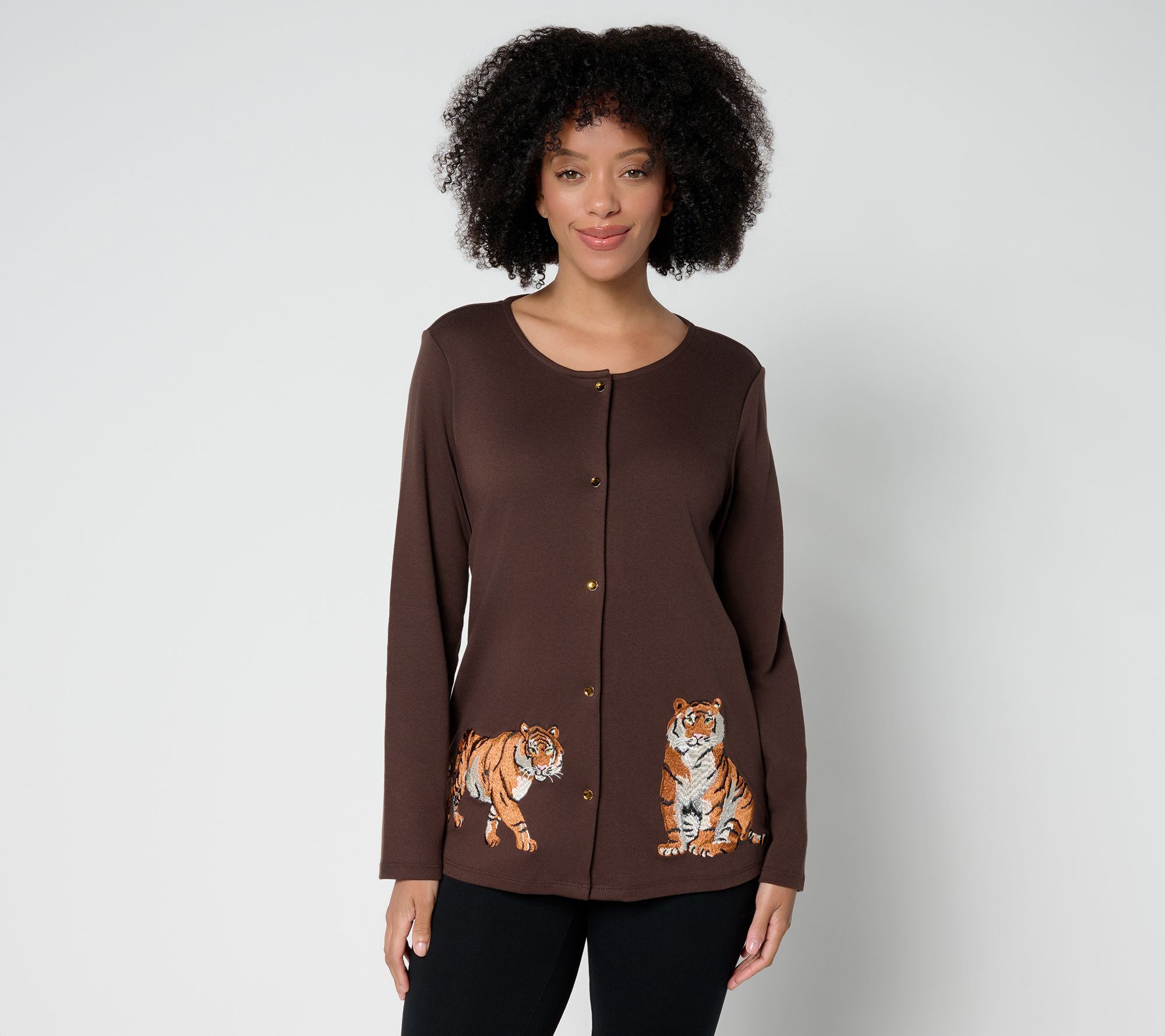 Quacker Factory On the Prowl Snap-Front Cardigan