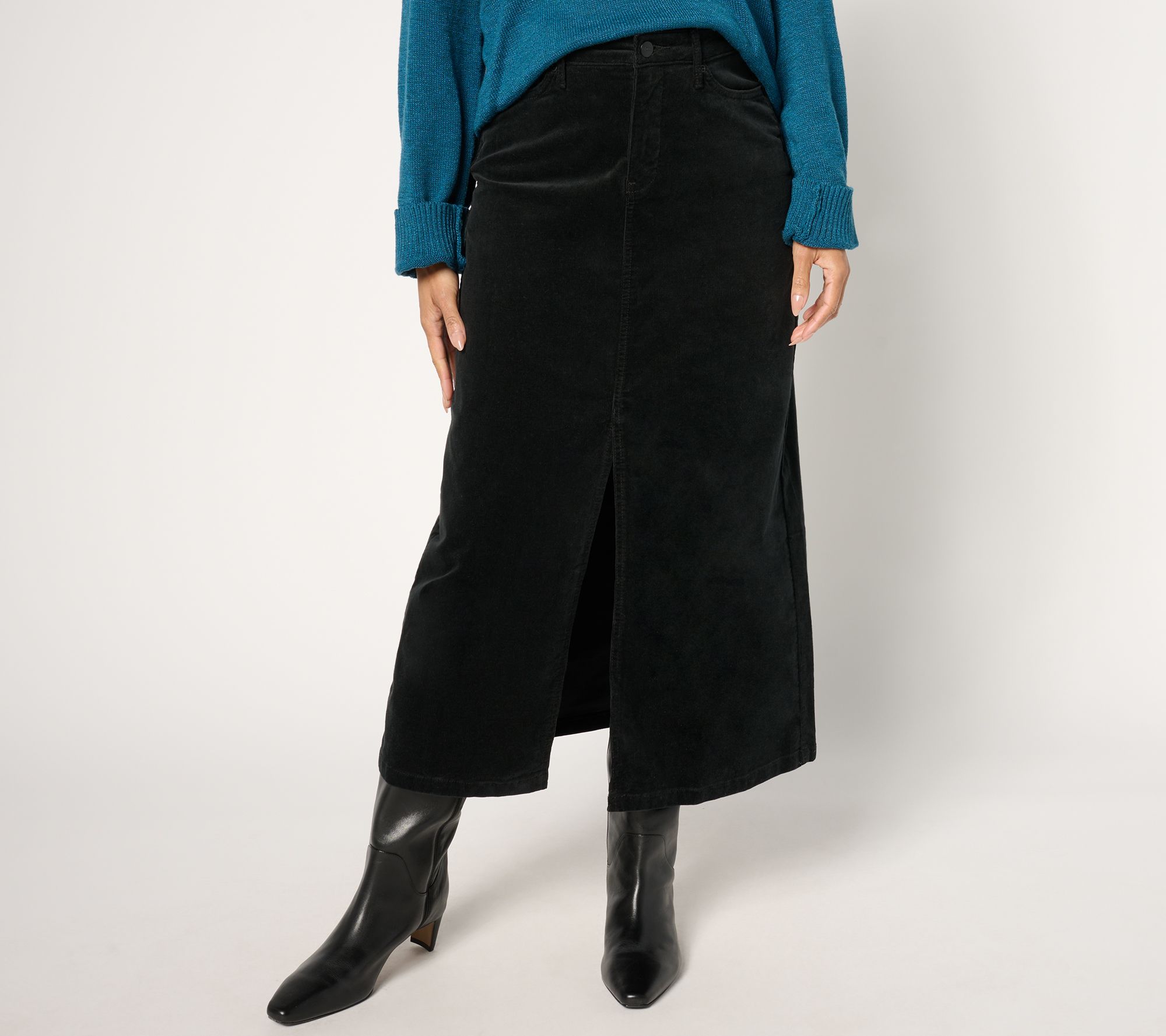 "As Is" NYDJ High Rise Long Corduroy Skirt- Black