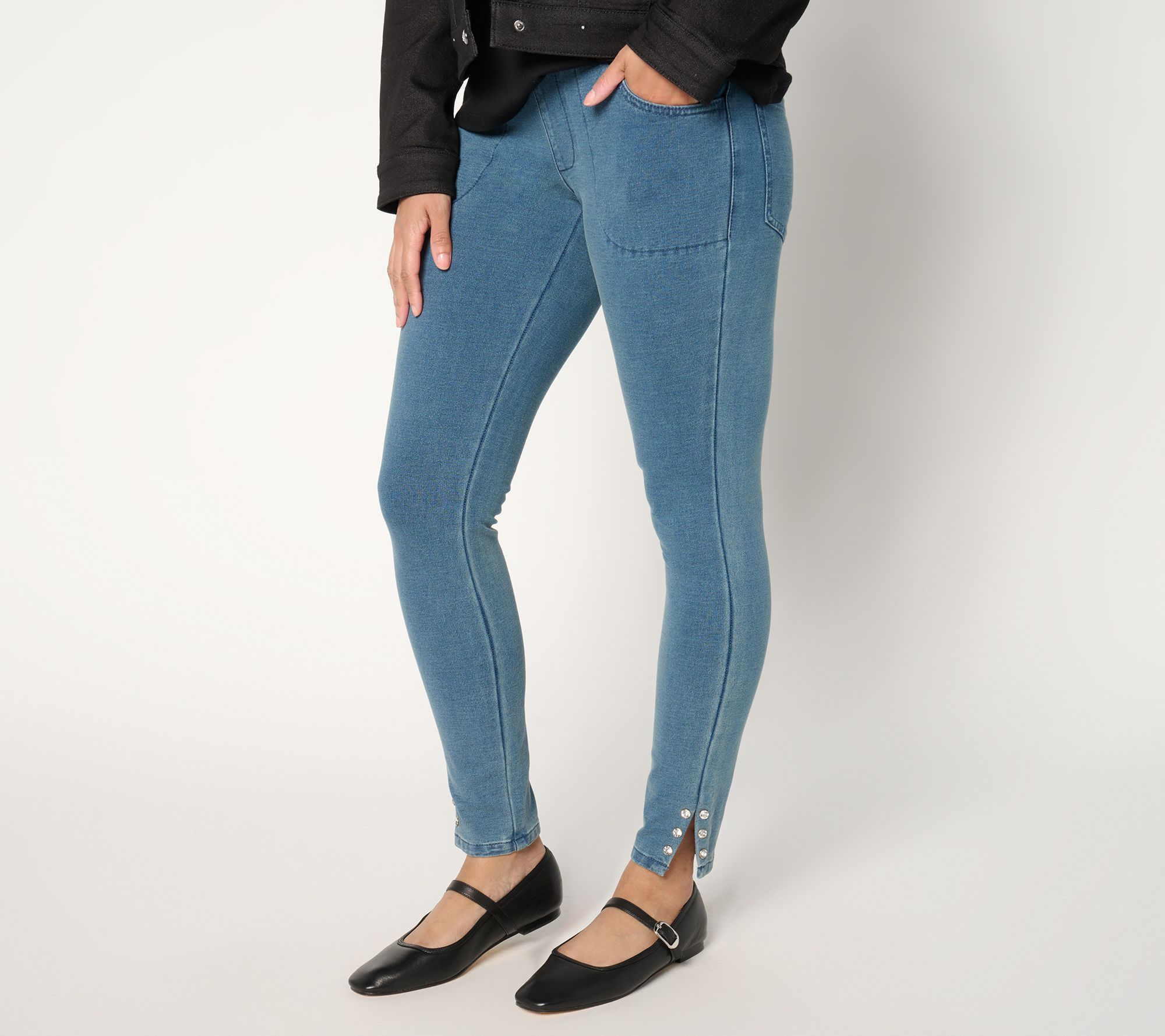 "As Is" Quacker Factory DreamJeannes Short Flat Waist Jegging