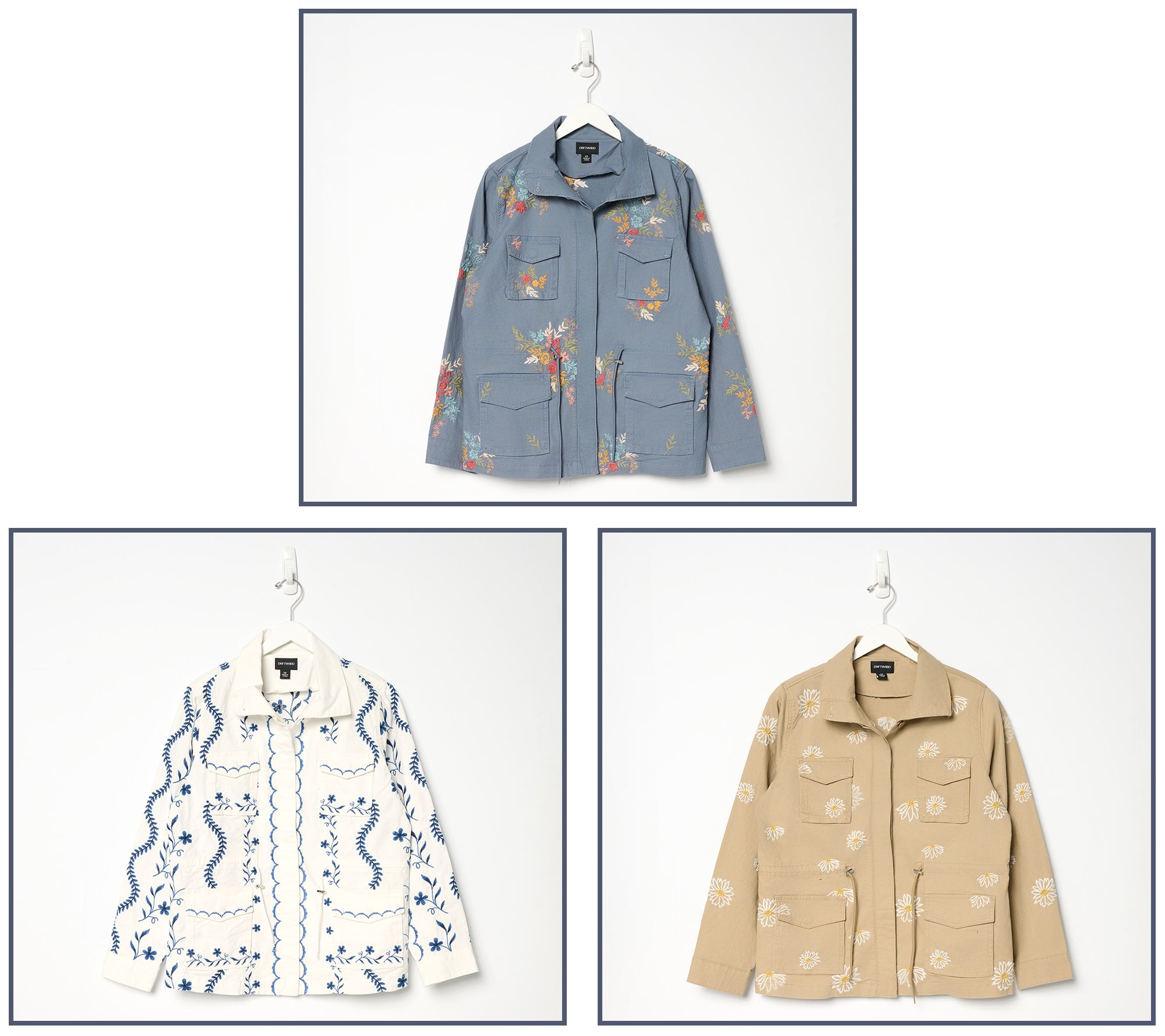 Andprew Driftwood ジャケット NEW Driftwood Denim Shearling Vintage Azure Embroidered
