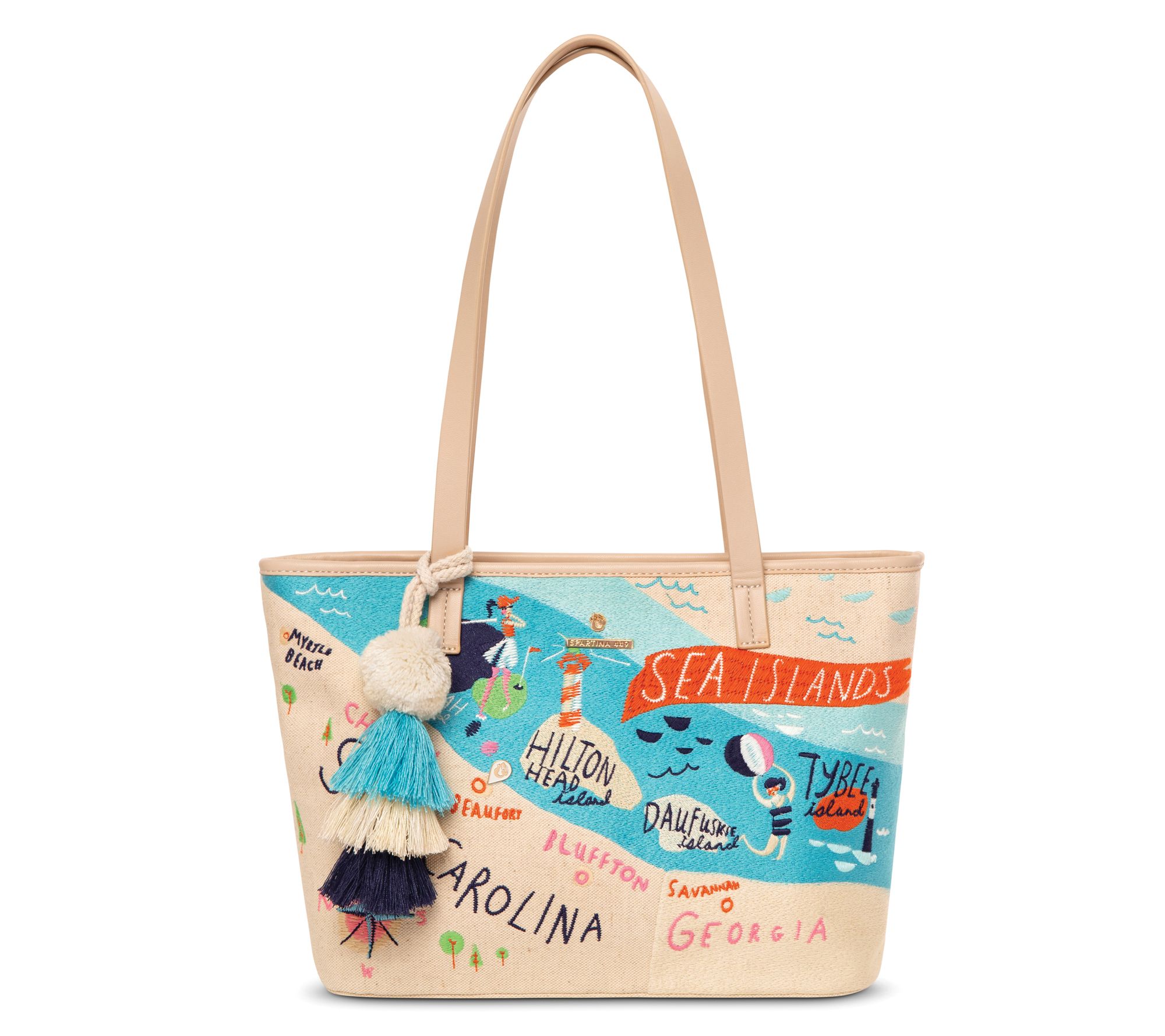 Spartina 449 Greetings From Sea Island Embroidered Tote