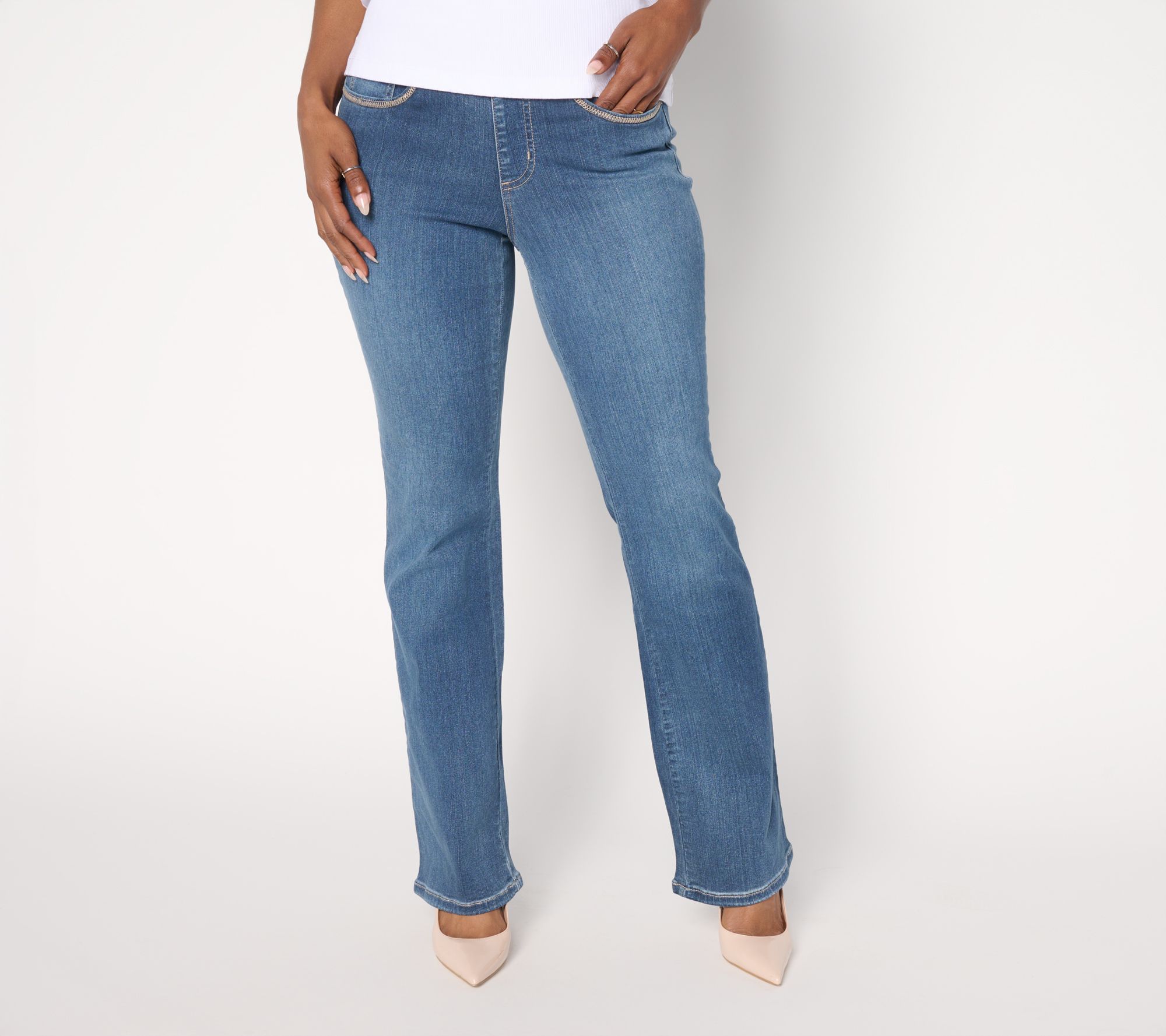 Belle by Kim Gravel Regular TripleLuxe Denim Topstitch Boot Cut Jean