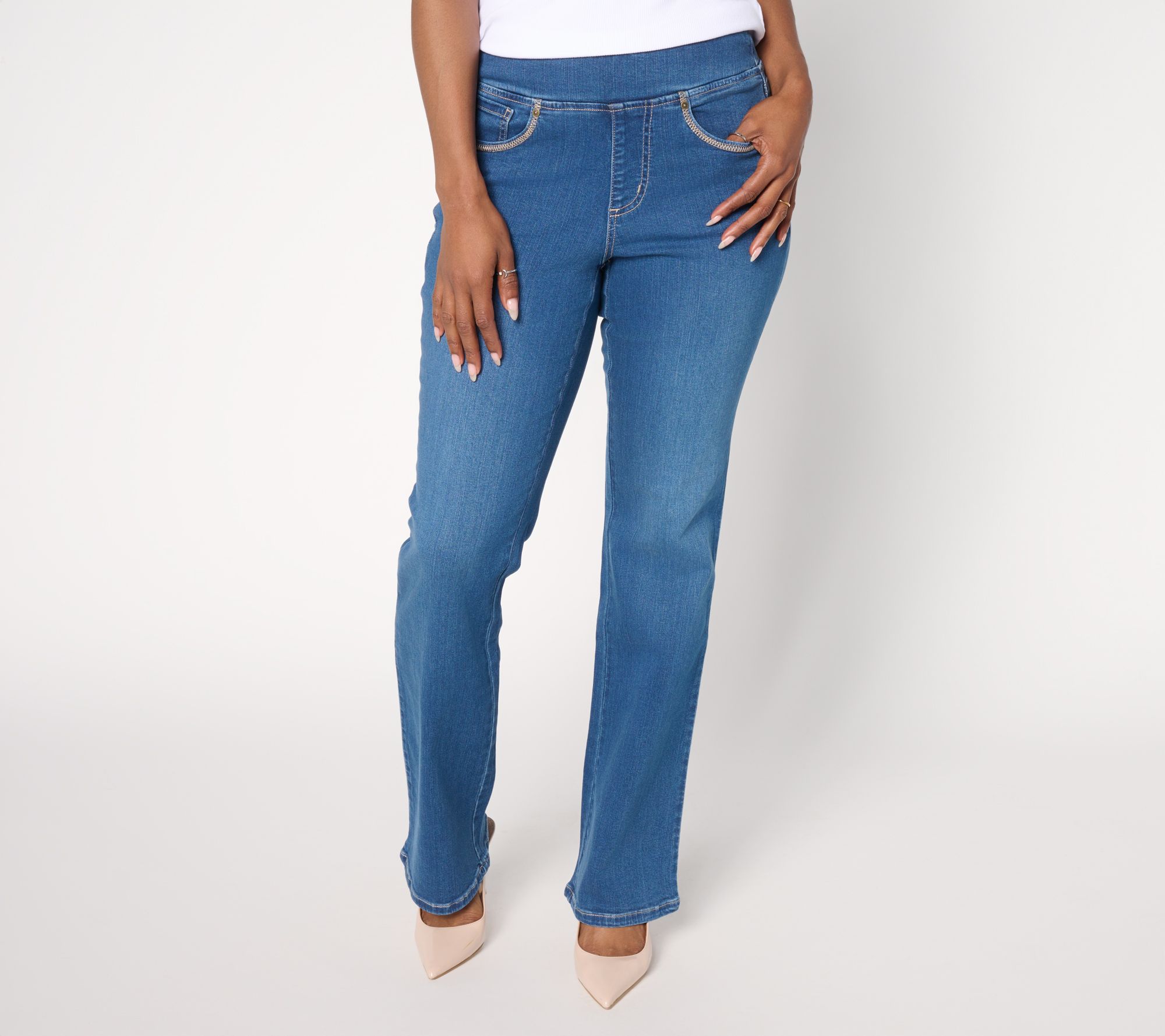 Belle by Kim Gravel Regular TripleLuxe Denim Topstitch Boot Cut Jean