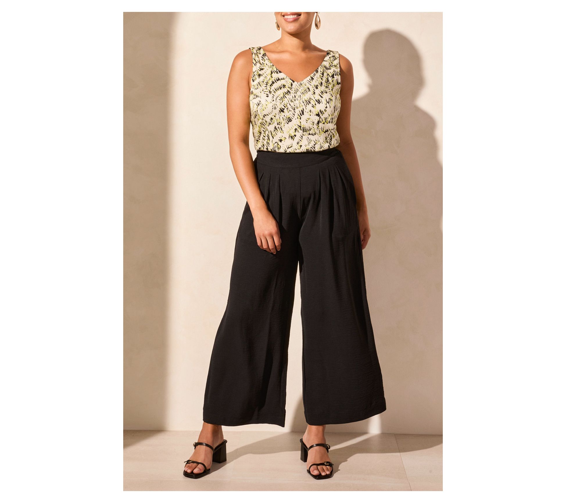 Tribal Stretch Woven Flowy Pants With Elastic Waist