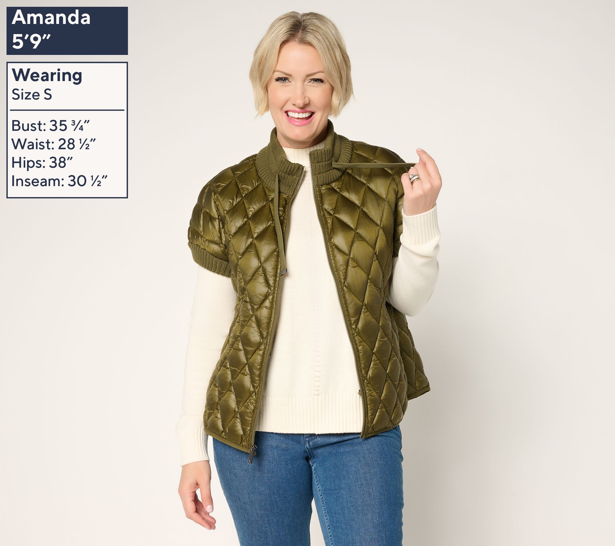 HERENCIA zigzag short sleeve jacket Martha Stewart Signature Diamond Quilted Short-Sleeve Jacket