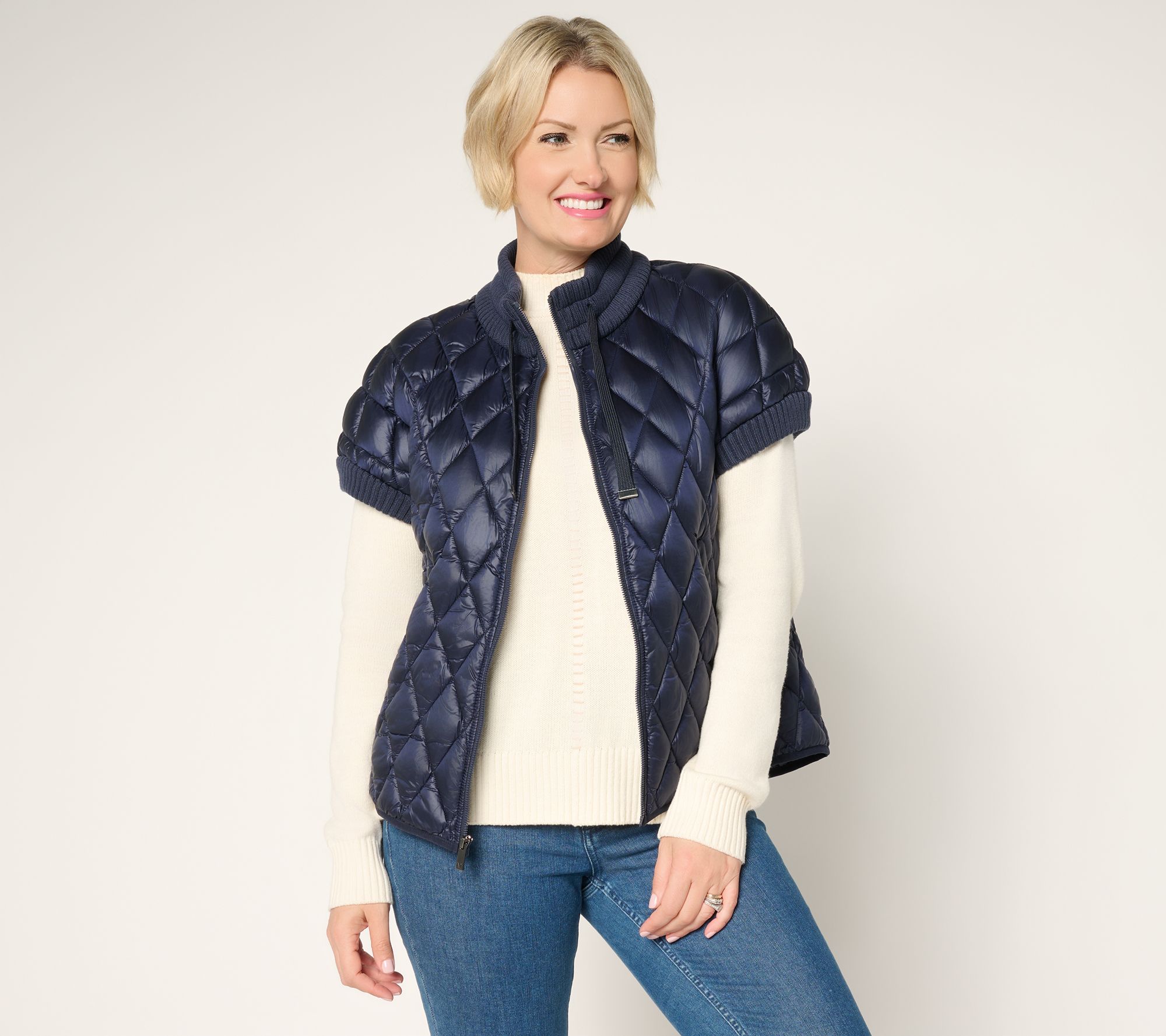 Martha Stewart Signature Diamond Quilted Short-Sleeve Jacket