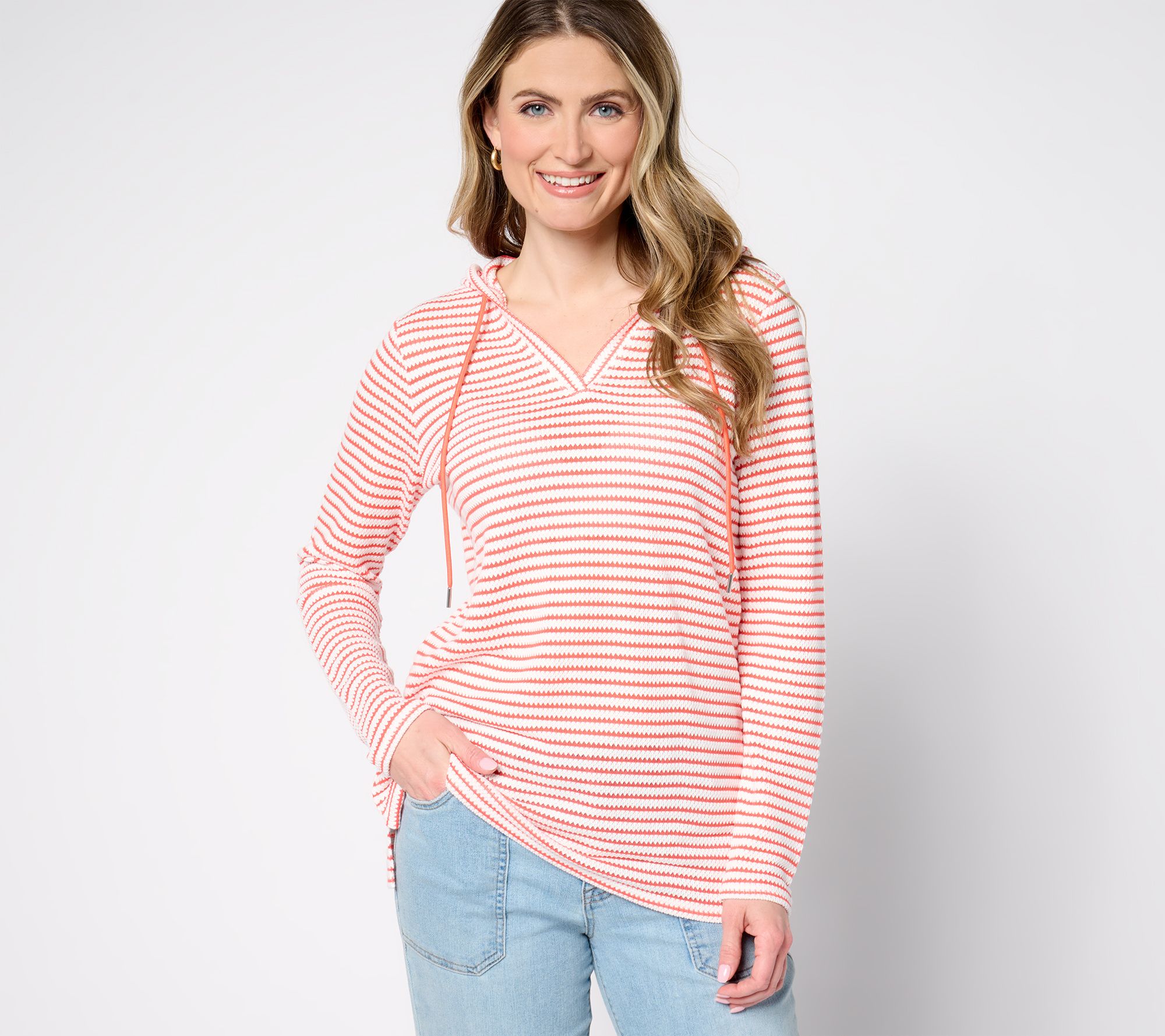 "As Is" Belle by Kim Gravel Nautical Knit Mariner Stripe Hoodie