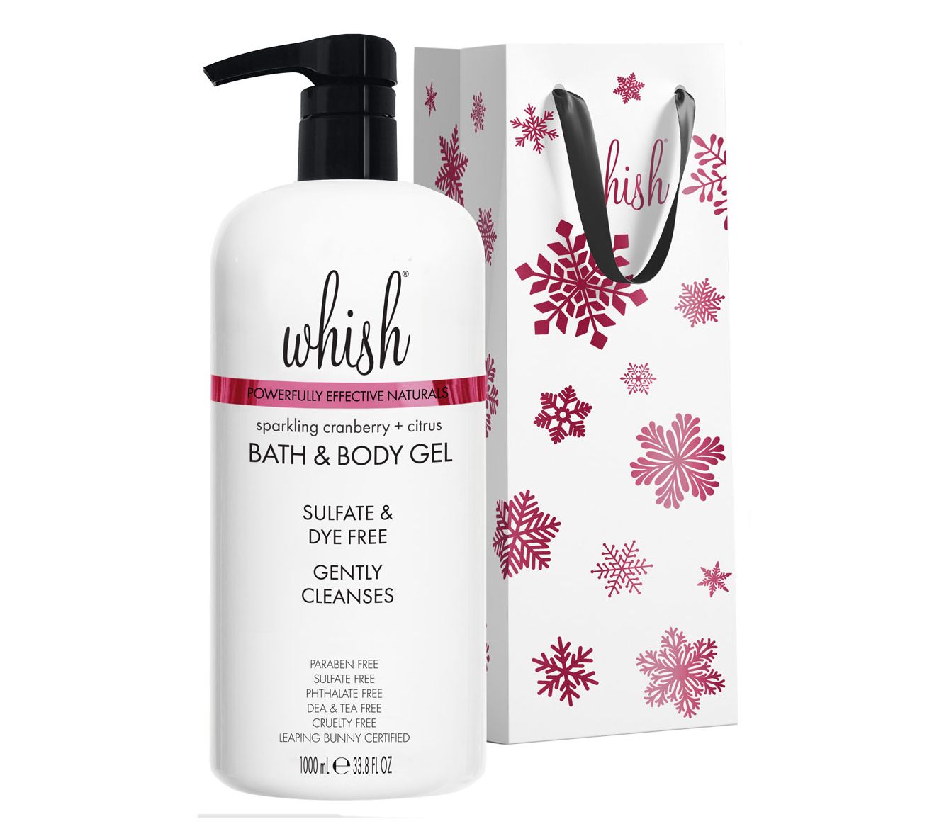 Whish 33.8oz Seasonal Bath & Body Gel w/ Gift Bag