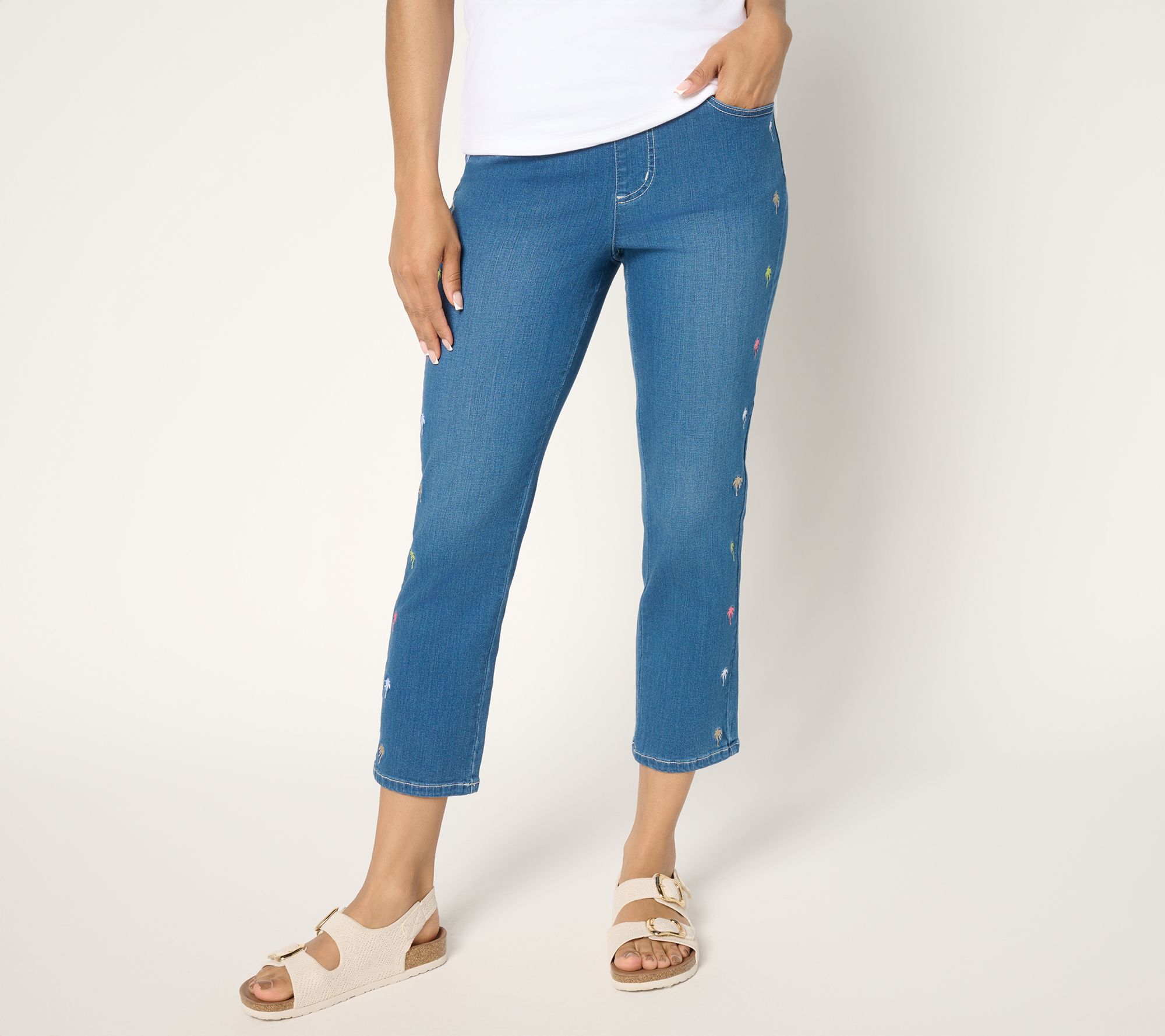 "As Is" Belle by Kim Gravel Reg TripleLuxe Denim Palm Cropped Jean