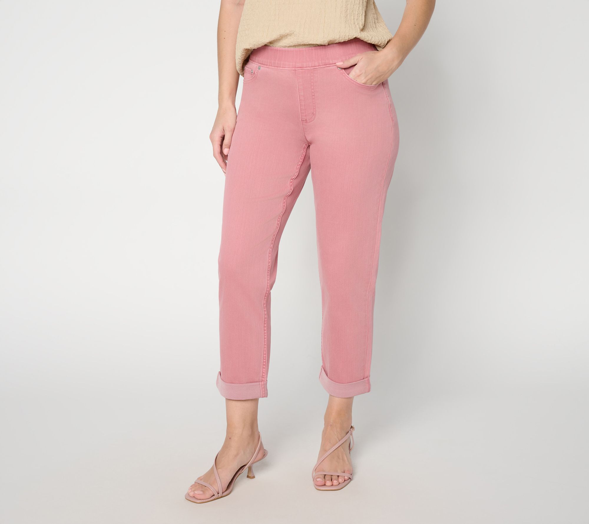  LOGO by Lori Goldstein Regular Color Pull On Boyfriend Jeans