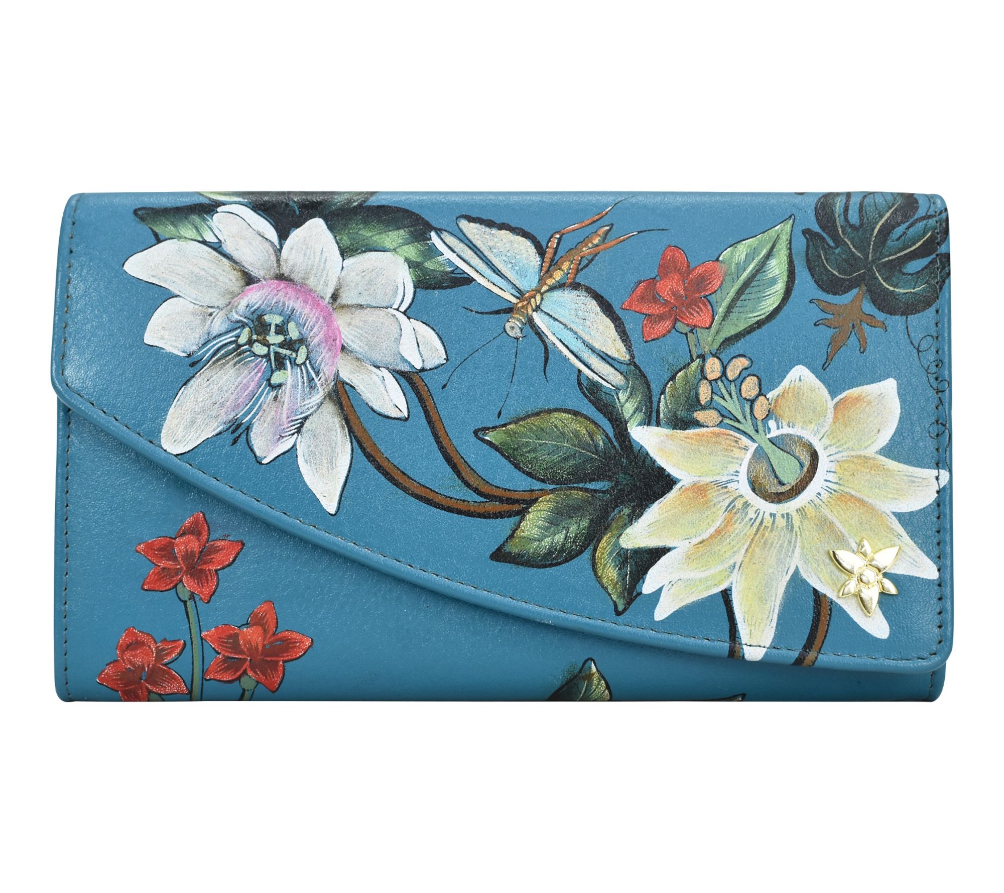 Anuschka Painted Leather Accordion Flap Asymmetric RFID Wallet