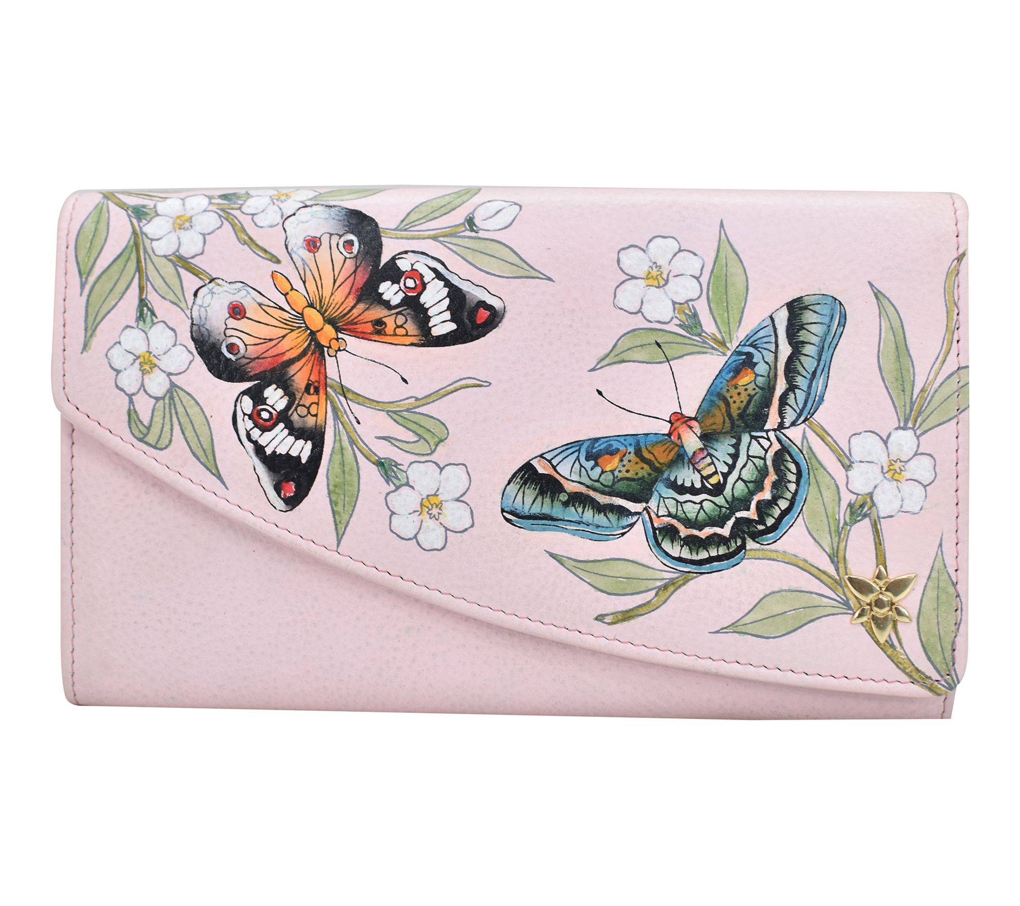 Anuschka Painted Leather Accordion Flap Asymmetric RFID Wallet