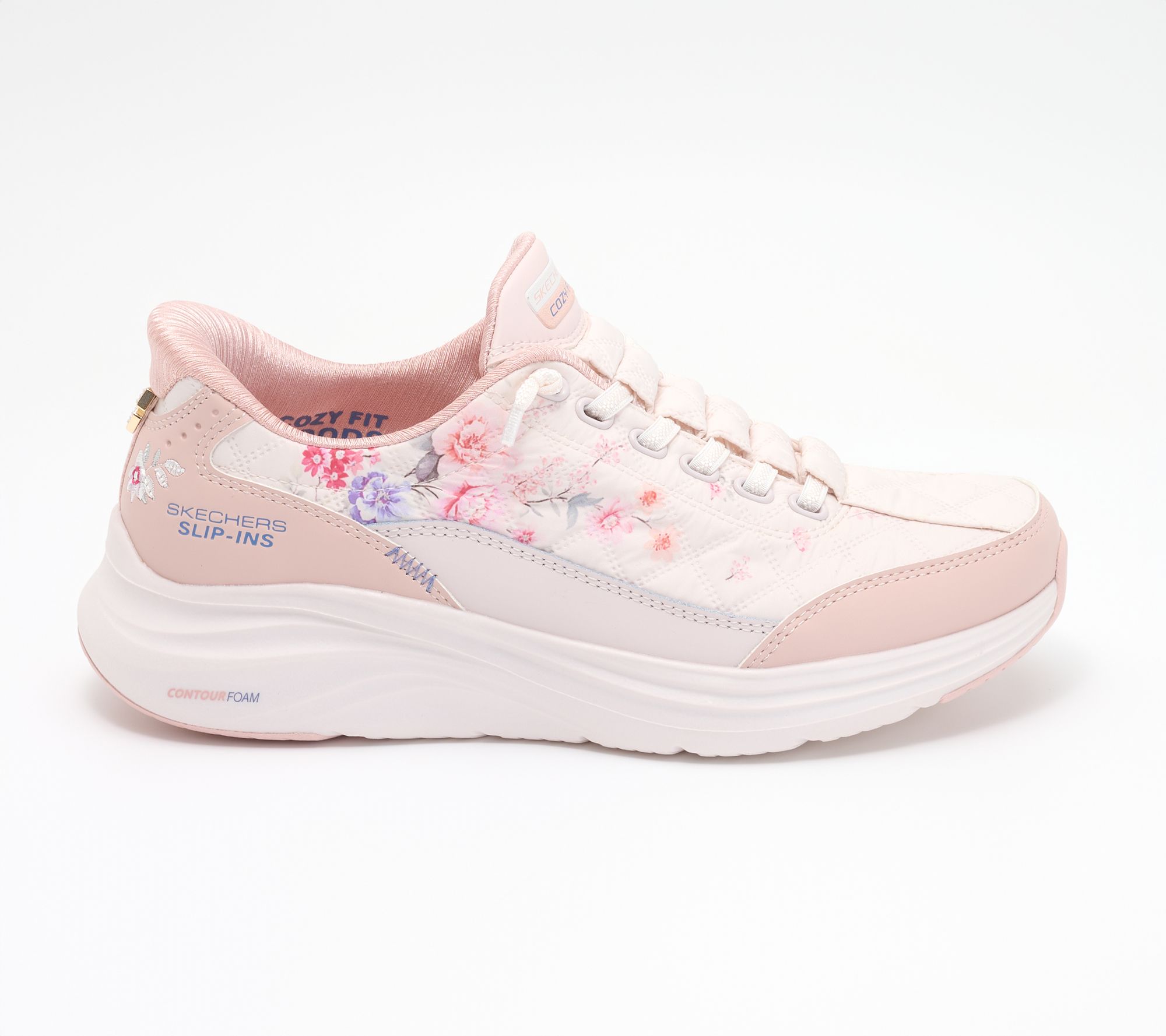 Skechers Slip-ins Cozy Fit Floral Contour Foam Sneakers - QVC.com