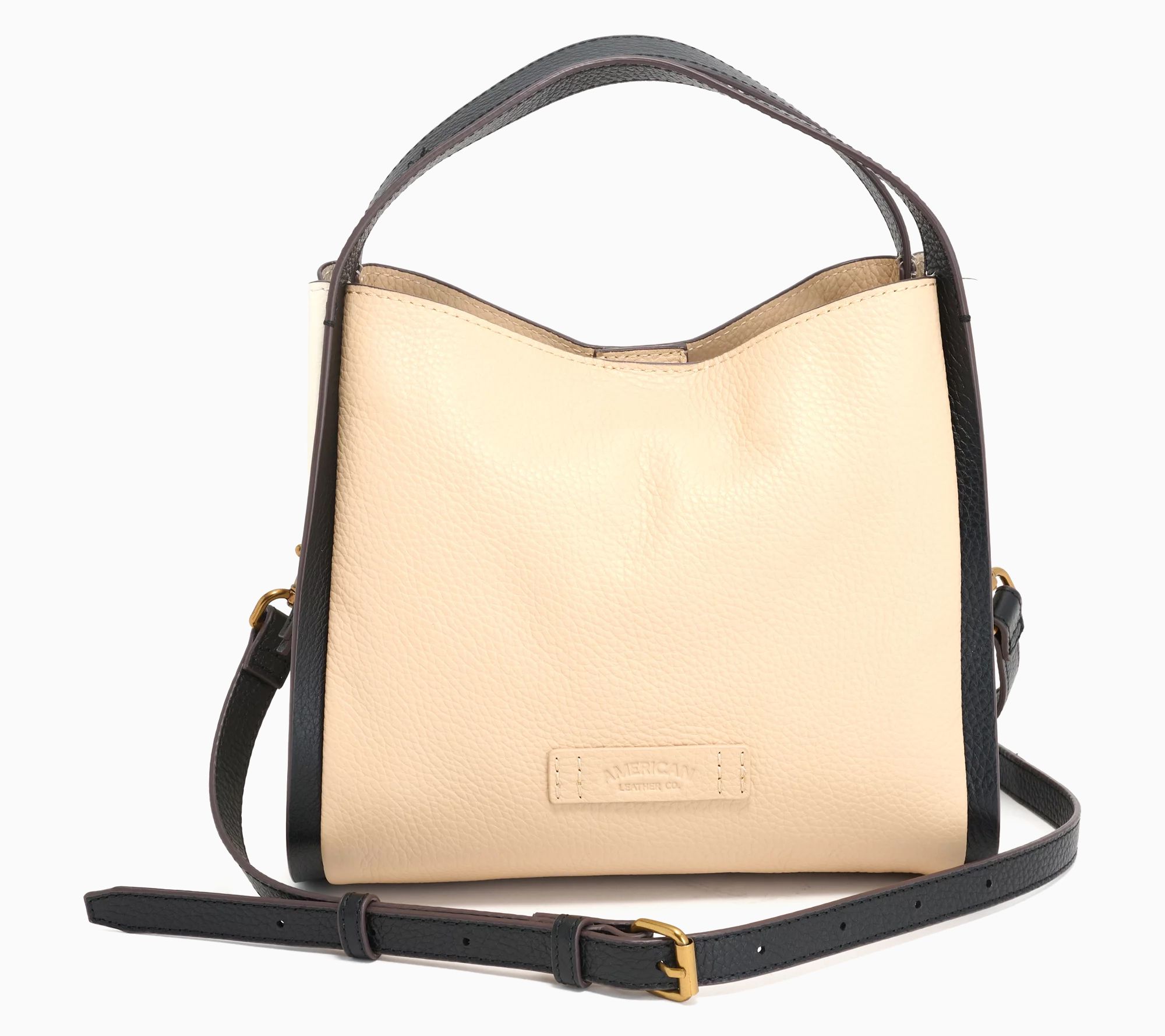 American Leather Co. Triple Entry Raffia or Leather Satchel