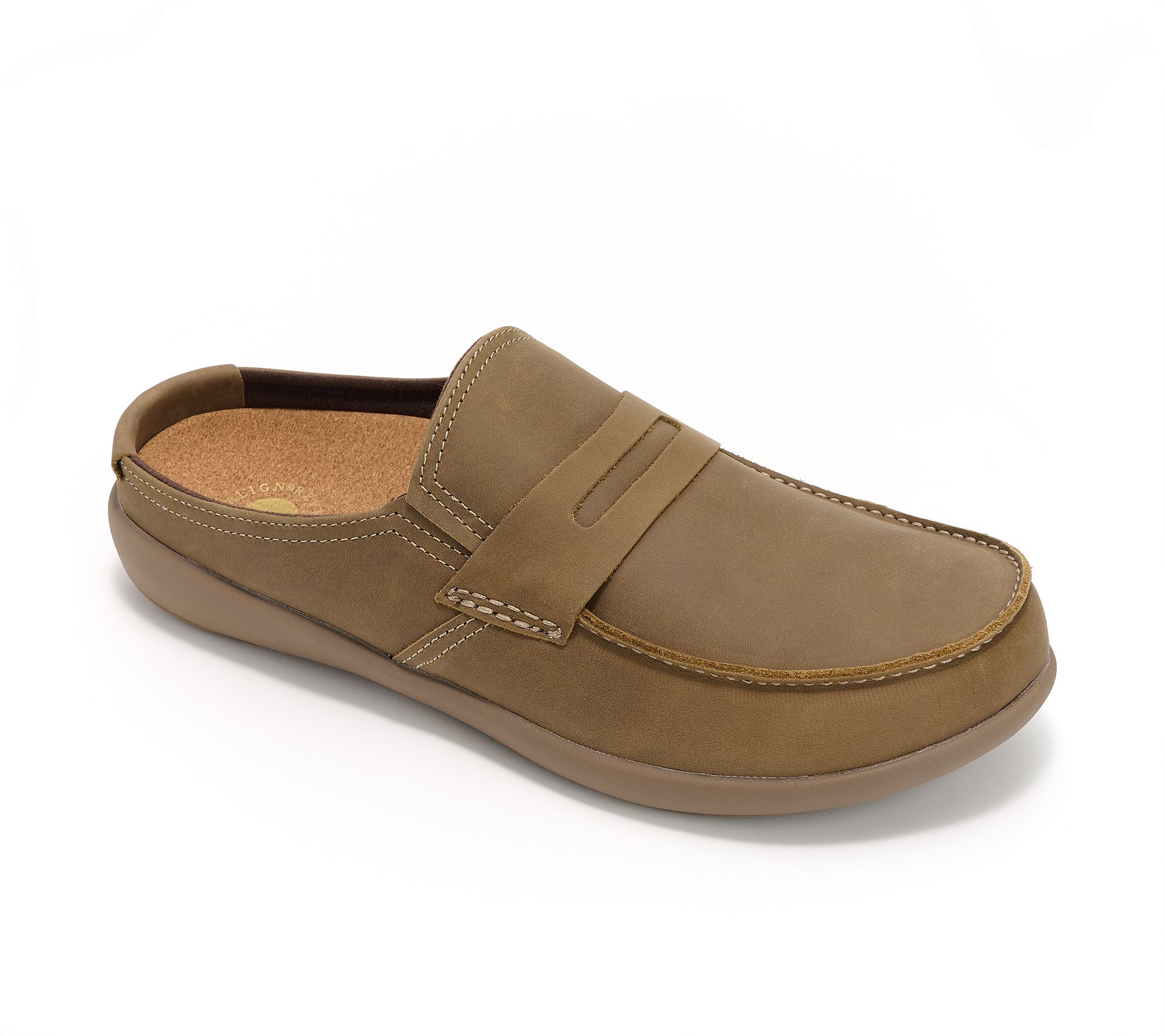 Revitalign Orthotic Men's Nubuck Leather Slides - Fresco