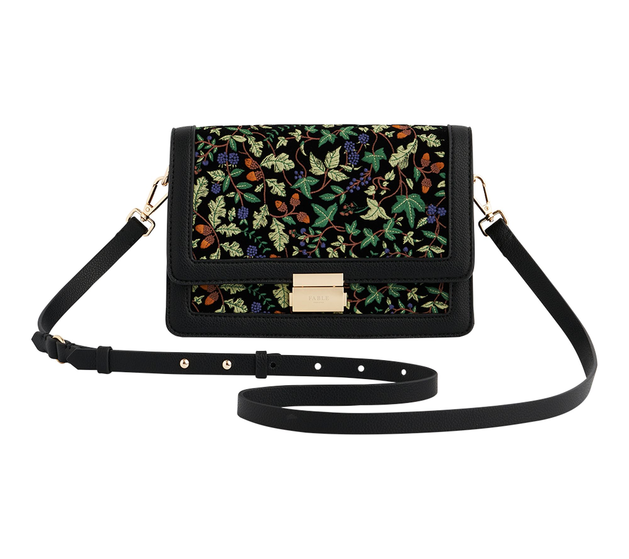 Fable England Cathy Black Embroidered Fold OverBag